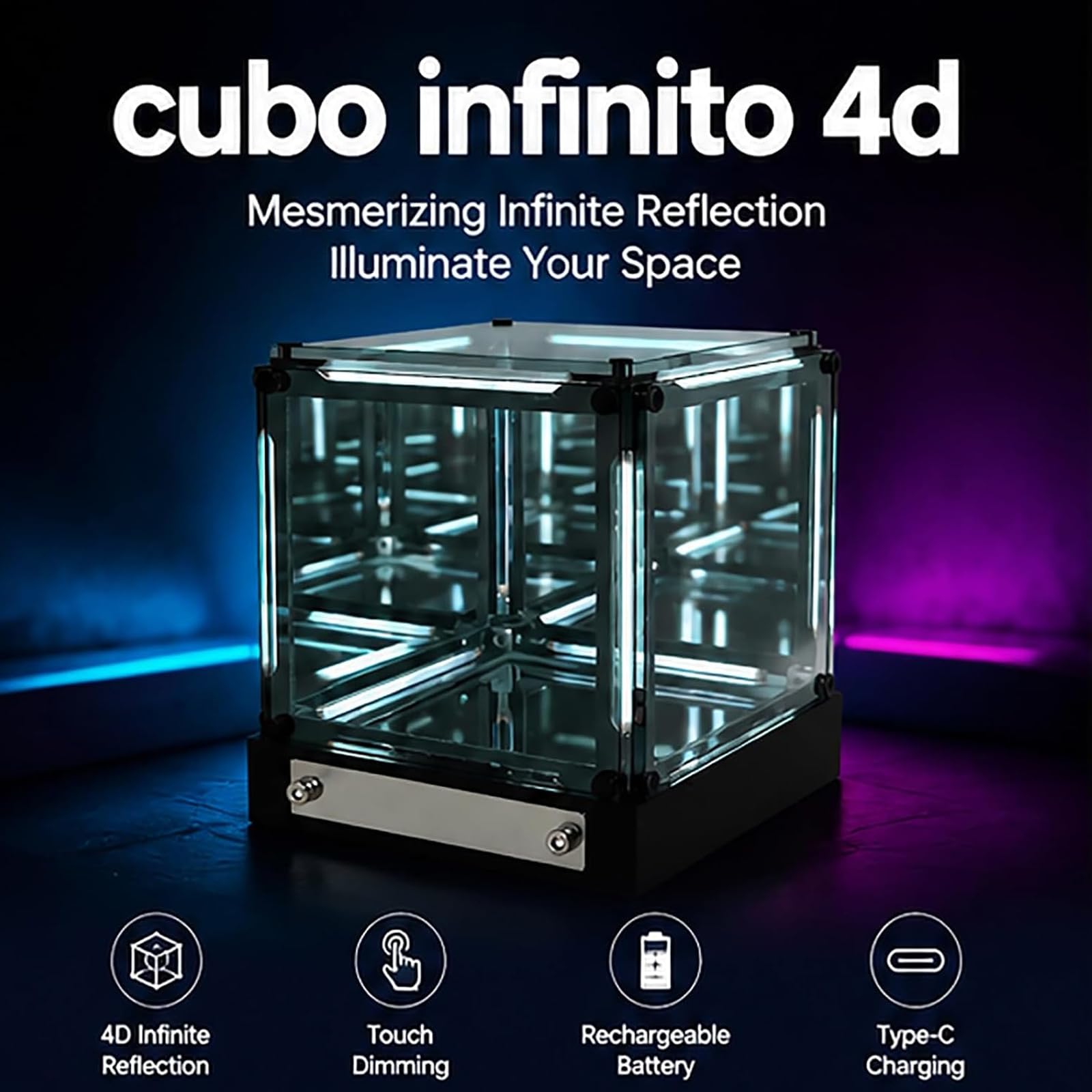 Infinity Cube Light, Lampada Abyss 4D con Touch Control