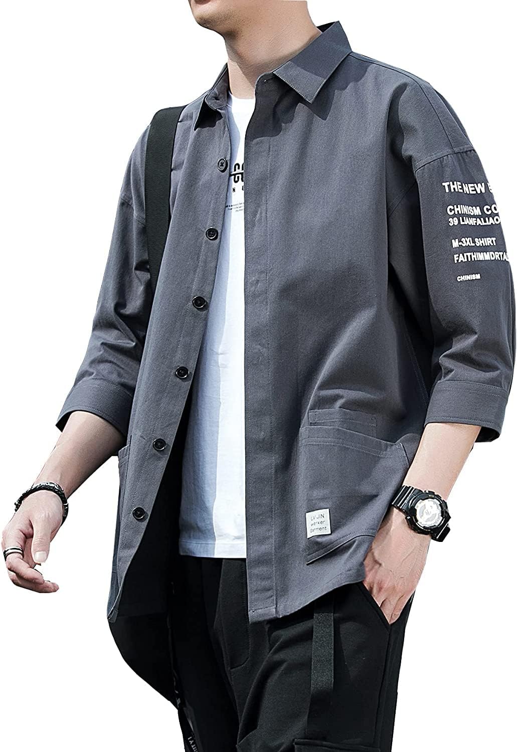 [foveitaa] 夏服 メンズ 七分袖 シャツ 吸汗速乾 汗染み防止 快適な 軽い 柔らかい かっこいい ワイシャツ カジュアル シンプル オシャレ 人気 春夏 対応  Amazonで販売中