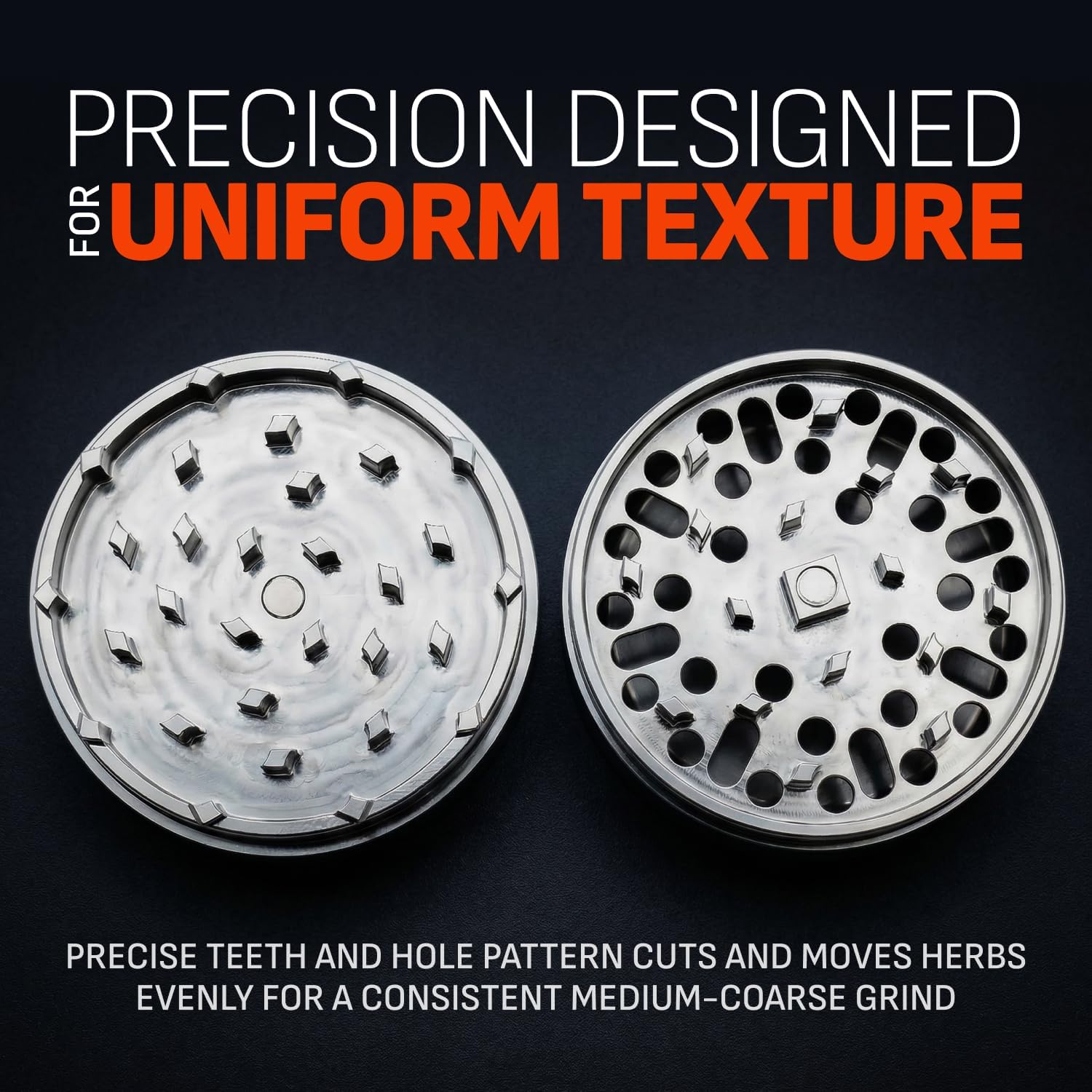 2.5 Inch Stainless Steel Herb Grinder, Manual 3 Piece Kitchen Grinder, Medium Coarse Grind