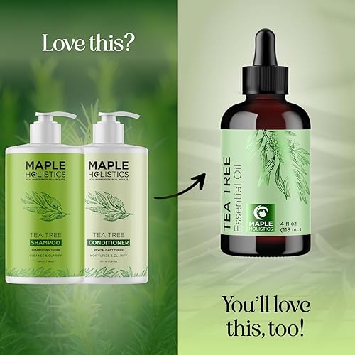 Miniatura 4 de Juego de champú y acondicionador de árbol de té, champú y acondicionador clarificante sin sulfato para el cuidado del cabello graso y el cuero