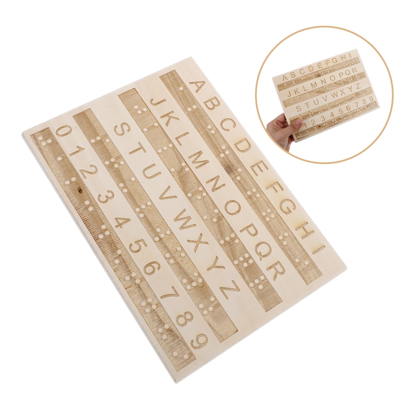 SOIMISS Tabellone Alfabeto Braille in Legno per Ragazzo Ragazza e Adulti, Strumento Educativo Tattile per Apprendimento Braille, Gioco Didattico Montessori per Principianti