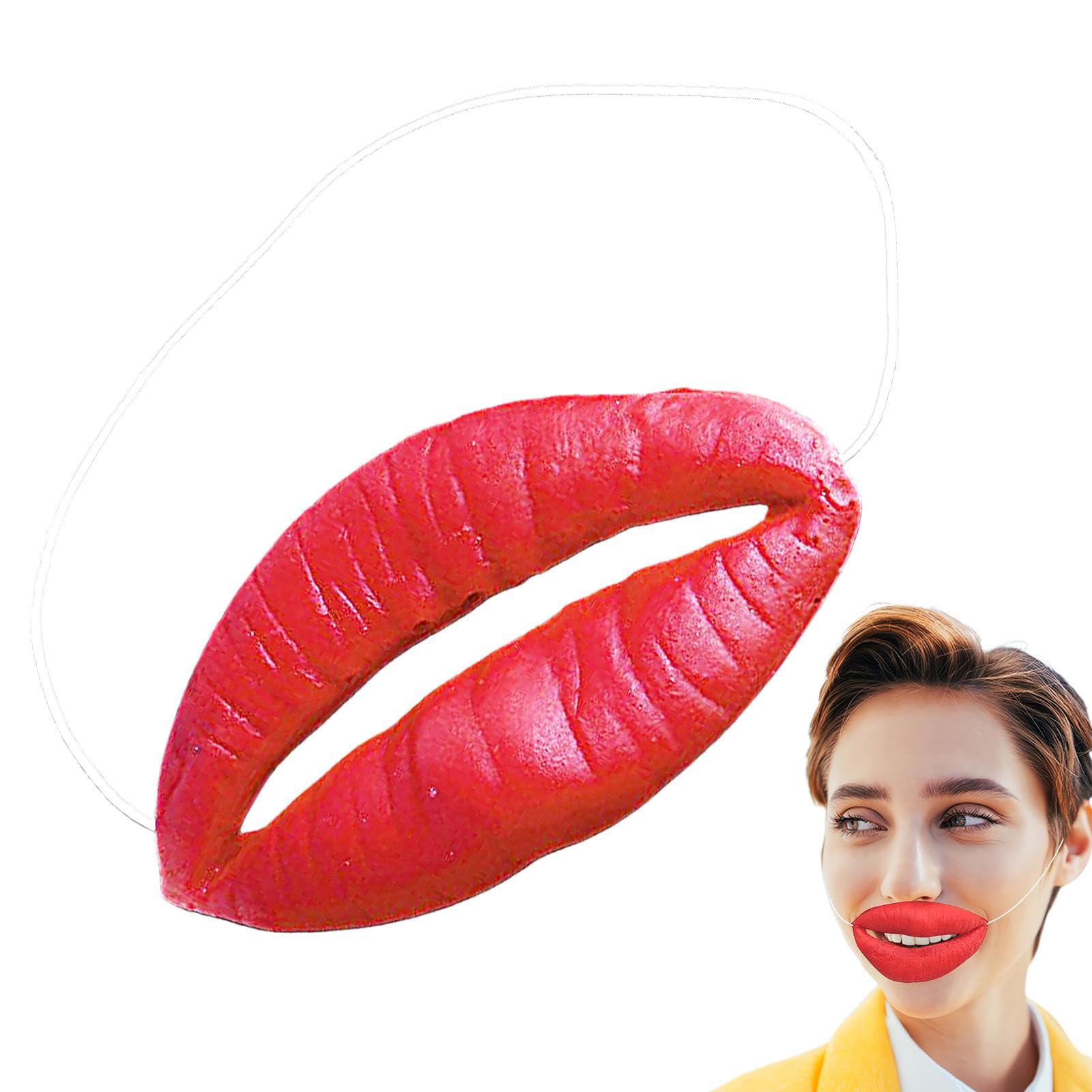 3pcs Funny Red Lips Toys - Sausage Mouth Masque Prank Stuff, Big Lips Decor Facial Cover, Latex Photo Props For Kids Adults, Cosplay Costume Accessories