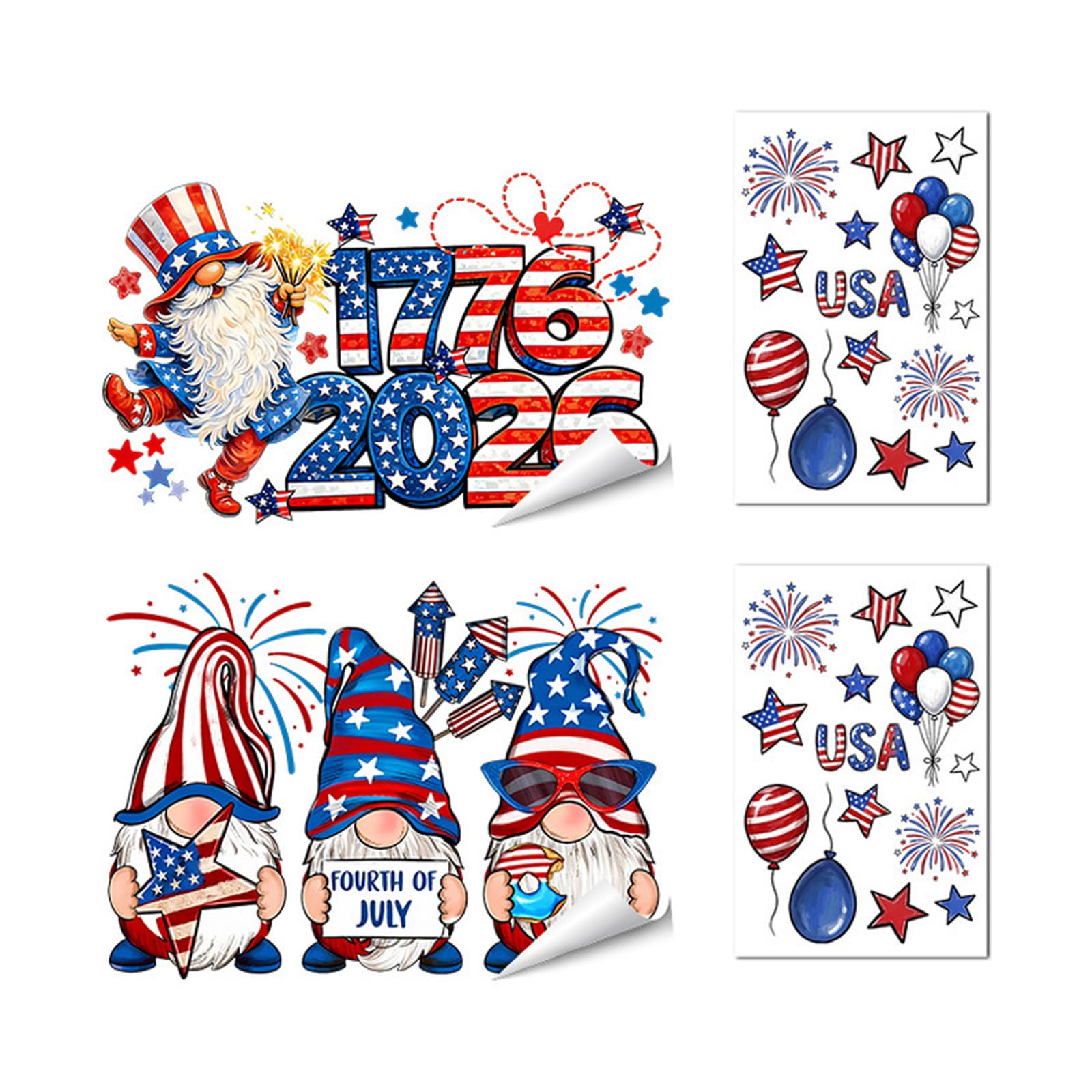 PANGBOER 10Pcs Patriotic Statics Window Decal Easy to Apply and Remove Statics Cling Film Perfect for Glass Door and Glasses Multiple Size Window Sticker Set