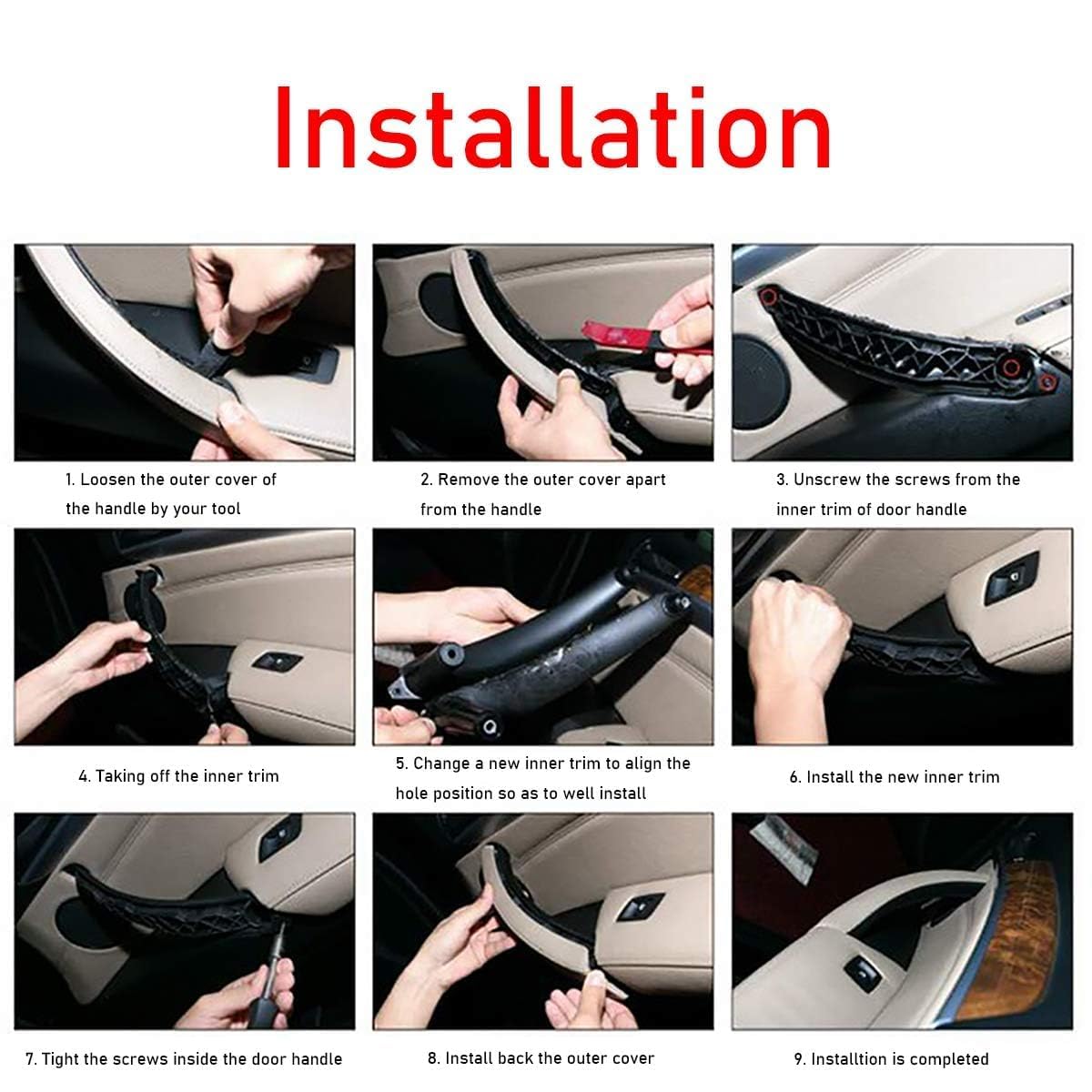 TTCR-II Compatibile con BMW X5 X6 Maniglia di tiro della porta,copertura interna della porta del passeggero lato destro del sedile posteriore(Compatibile con BMW X5 08-13 e X6 08-14)