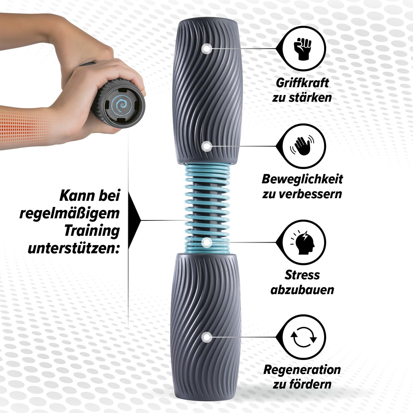 Handgelenk- & Unterarmtrainer, anpassbare Trainingsintensität mit 3 Federn | Verbesserte Beweglichkeit, Griffkraft stärken, Stressabbau, Förderung der Regeneration | Einsteiger & Profis