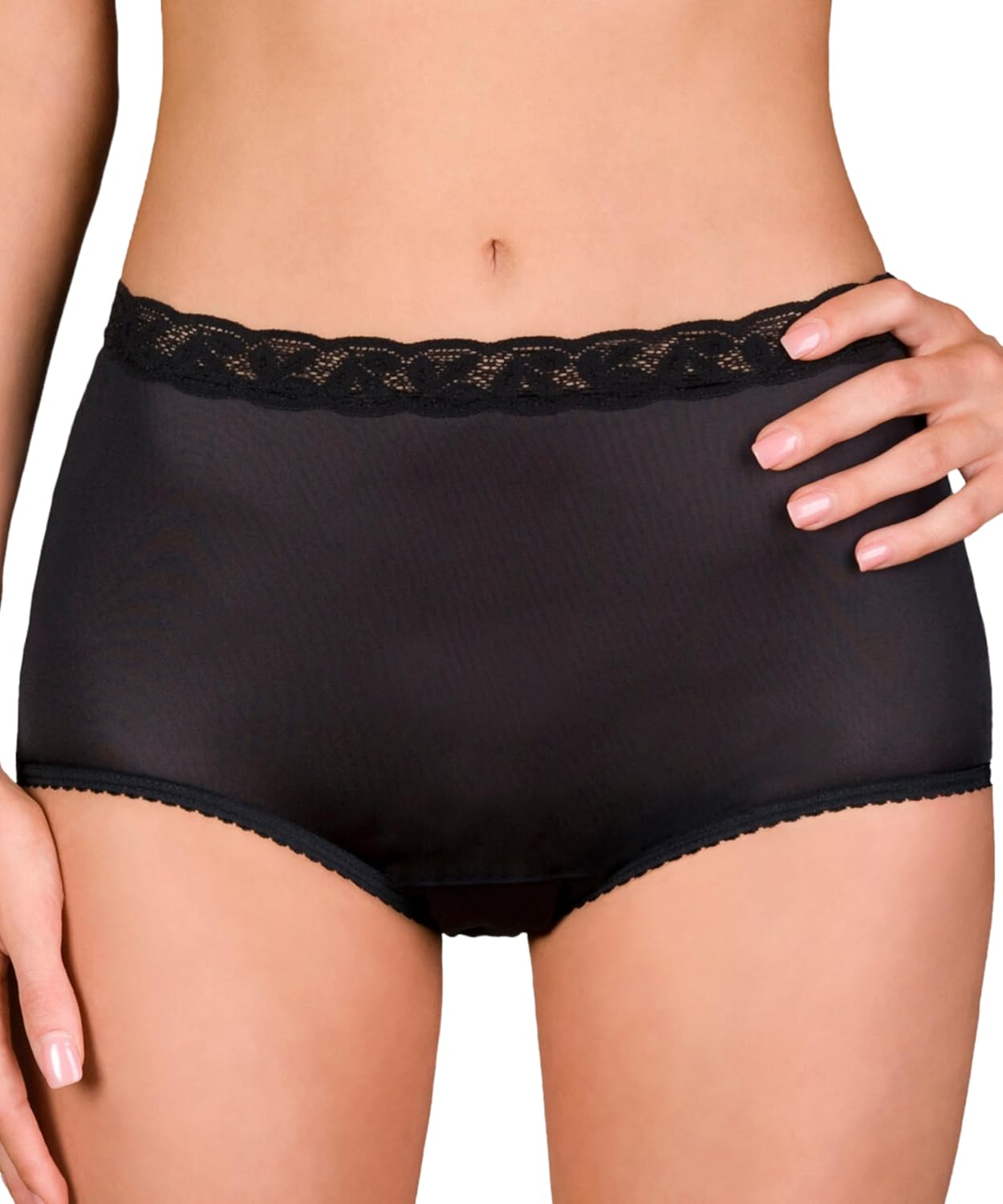 Shadowline Women's Plus-Size Panties - Low Rise Nylon Brief (3 Pack)