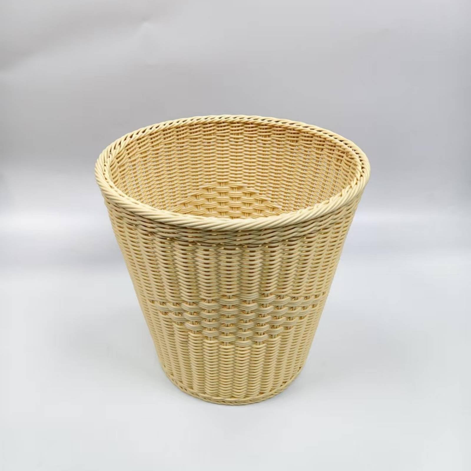 Amagogo Cesto Portabiancheria Intrecciato Cesto Lavanderia Cesto Organizer Cesta Portaoggetti in PP Robusto Estetica Moderna Apertura Larga per Trasporto, Bianco Riso