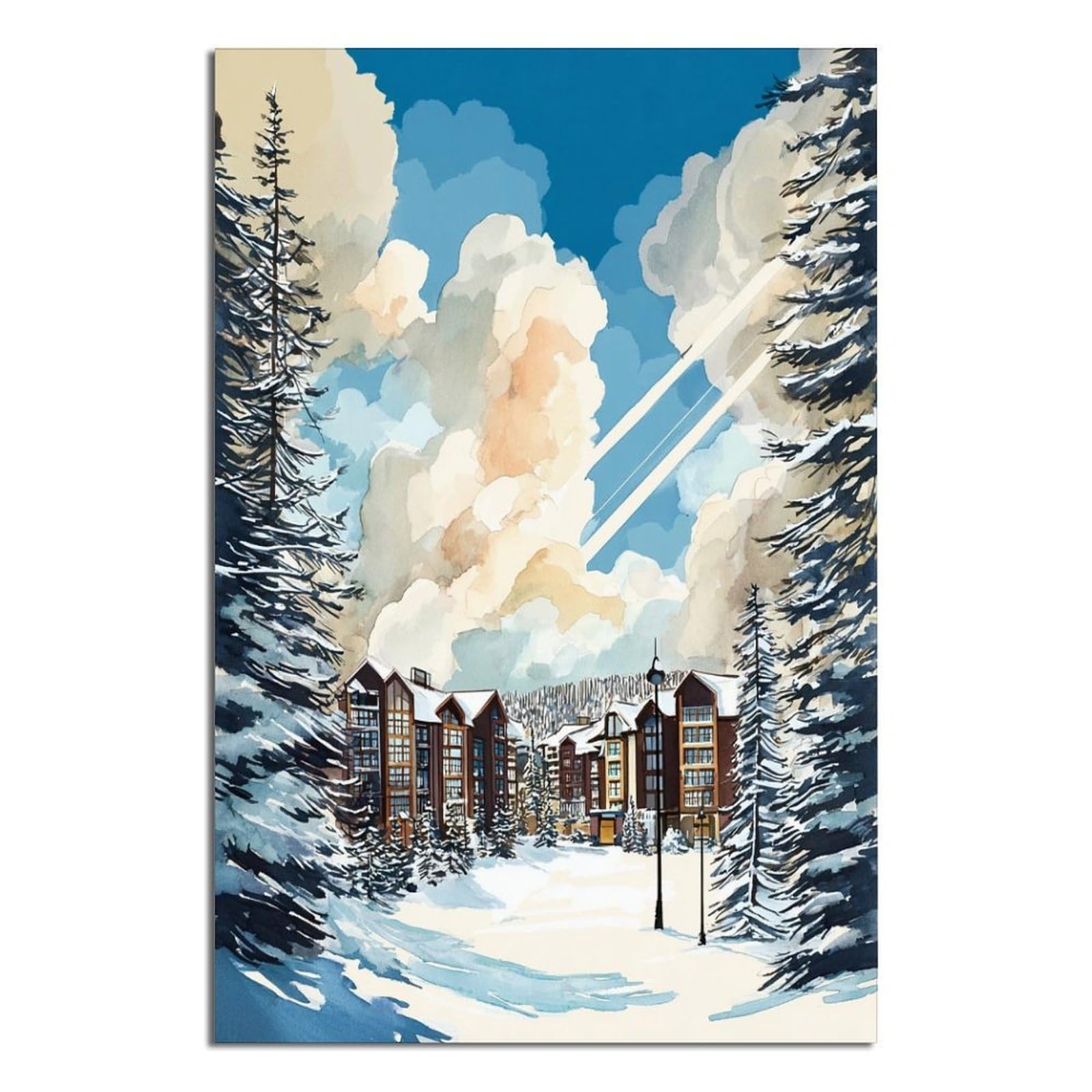 iPuzou Beaver Creek Poster 20x30inch(50x75cm) Vintage Watercolor Canvas Art