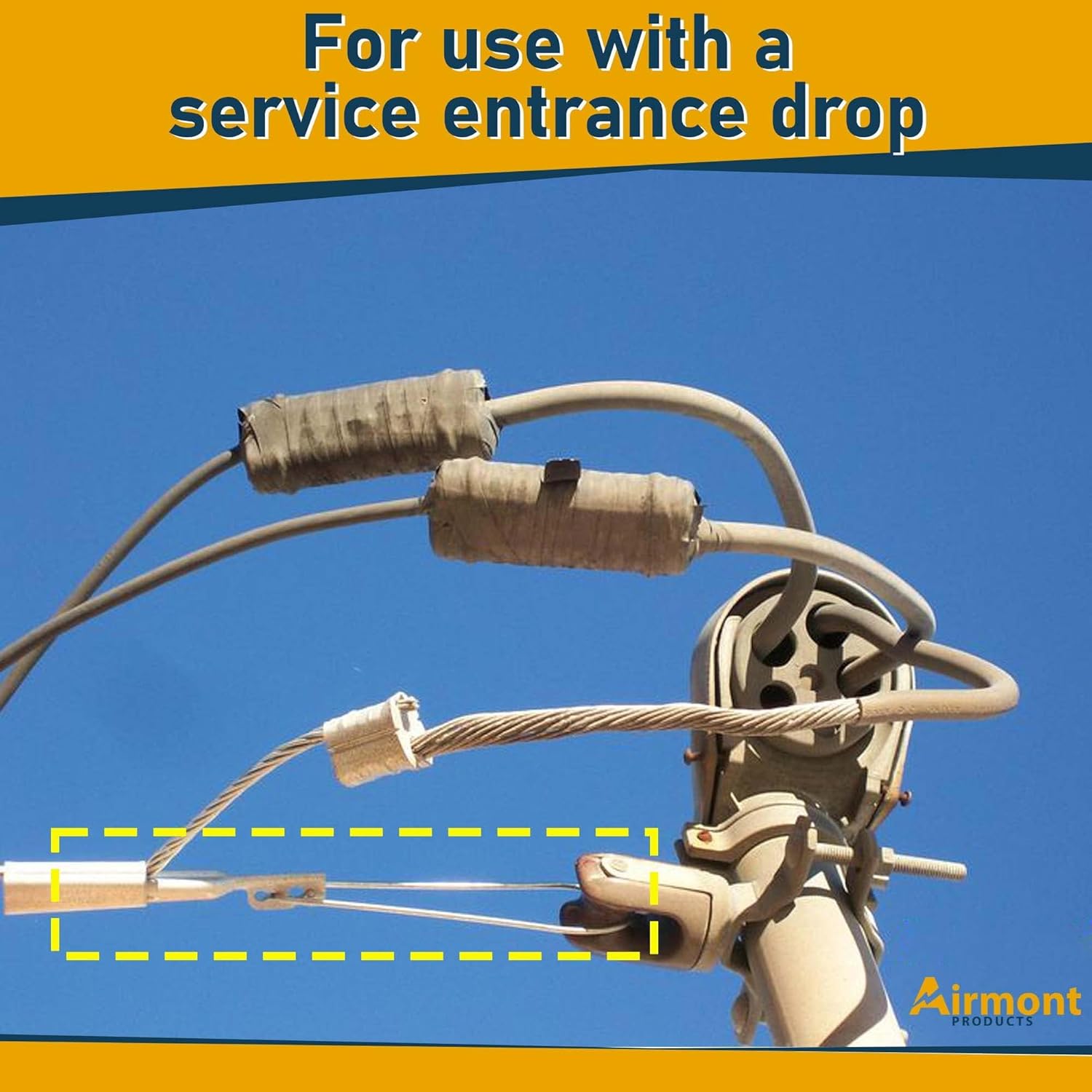 AP-10943, Aluminum Wedge Clamp, ACSR Range 2/0-4/0, Stainless Steel Ball Handle, Service Drop Cable Clamp, Tighten Sagging Cables, Aluminum Wedge and Shell, Reduce Strain on Conductors