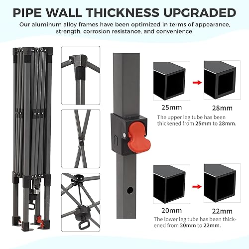 Miniatura 9 de GDY Tienda de campaña desplegable de 8 x 8 pies con una configuración de empuje, fácil de instalar con 4 paredes laterales para eventos, fiestas