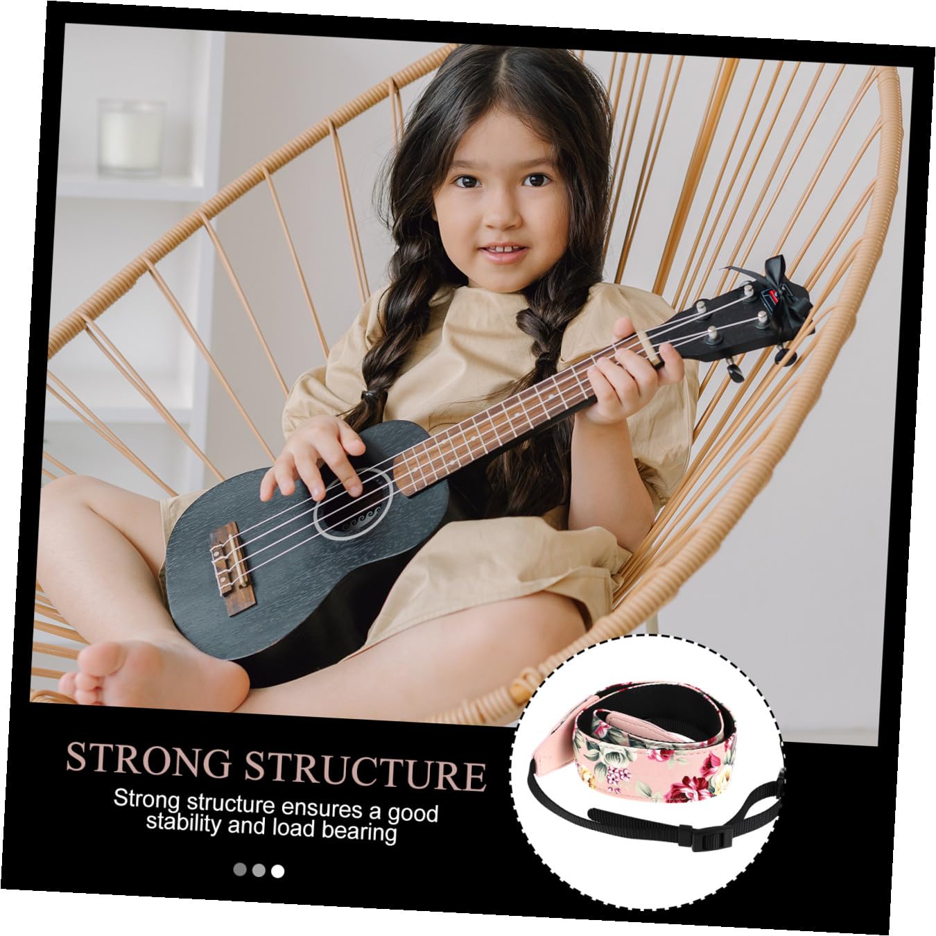 Verstellbarer Haken mit Verstellbare Ukulelengurt Ukulele Hawaii Stil Nylon Spiel Länge und Hohe Faltbeständigkeit Zufälliger bei Gelegenheit