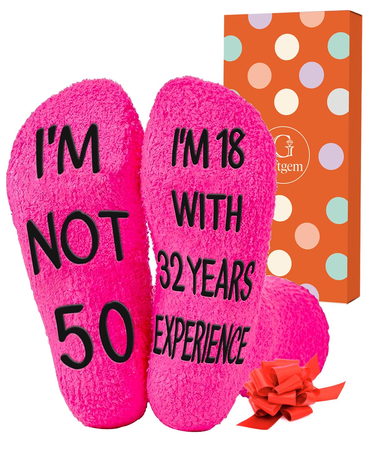 Giftgem Unisex Socks-50Th 50Th Birthday Gifts For Women - 50Th Birthdays Socks For Women, Funny Fluffy Socks Womens, Humumorous Age Designs, Fifty Birthday Gifts For Mum, Grandma, Best Friend, Sister, Bestie
