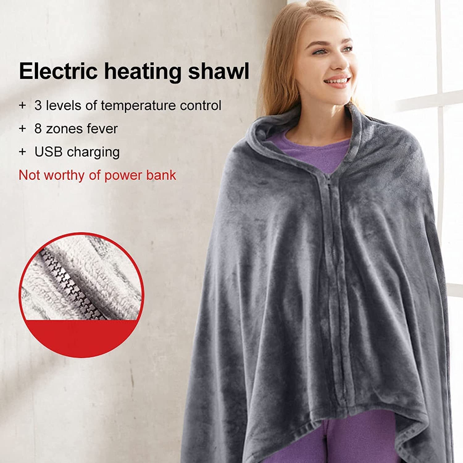 Coperta riscaldante elettrica con temperatura regolabile e design lavabile in lavatrice, per casa e ufficio comfort