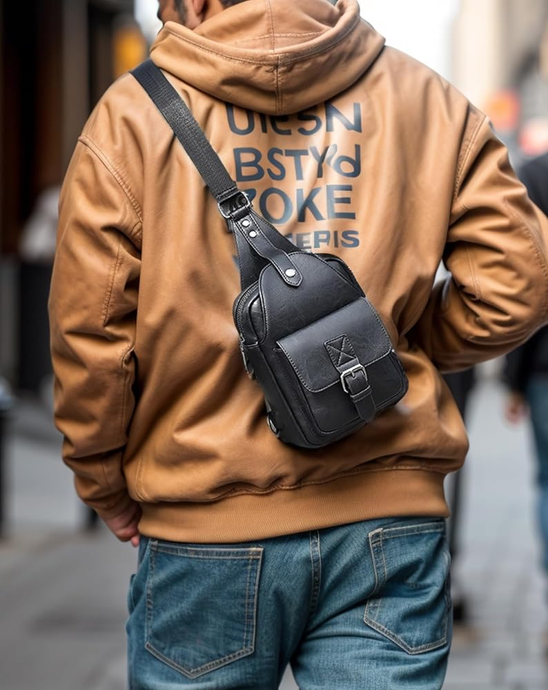 ●BLACKPURPLE● verse Bag_BLACK / unisex Amazon.com | Geanbun Sling Bag for Men Anti-Theft USB