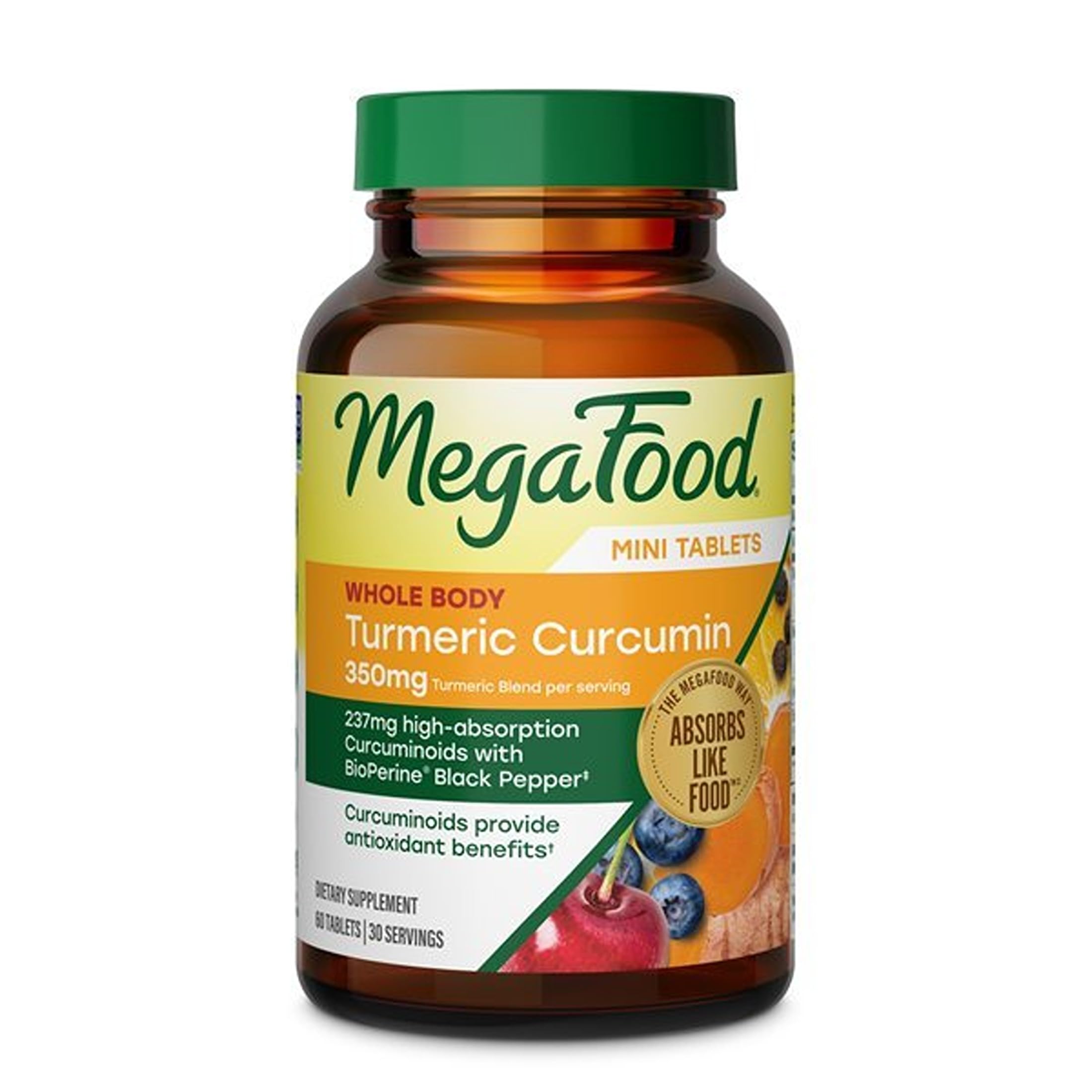 MegaFood Whole Body Turmeric Curcumin with Black Pepper, 60 Mini Tablets 60 Count (Pack of 1)