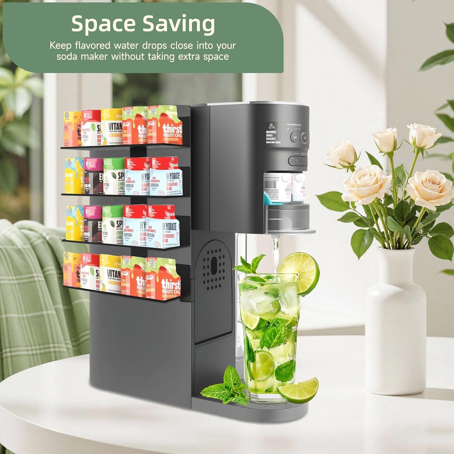 Flavor Pods Holder for Ninja Thirsti WC1001 Soda Maker, 20-Capacity Storage Rack for Ninja thirsty flavor pods, Compact & Durable Shelf for Ninja Thirsties Drink System Soda Machine (Shelf Only) - Image 6