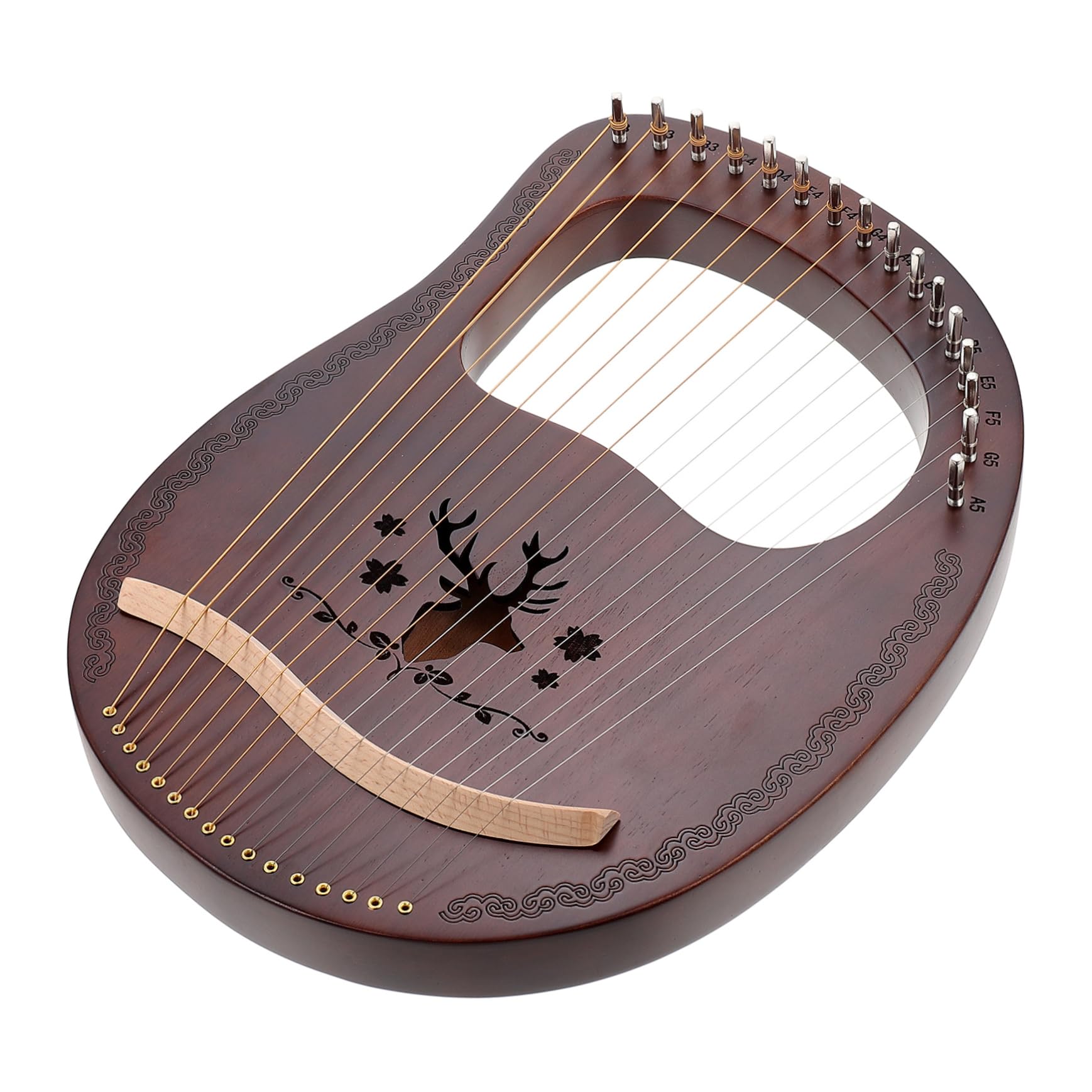 木製装飾ハープ Amazon | ライアー ハープ 16弦 19弦 木製竪琴 初心者 セット