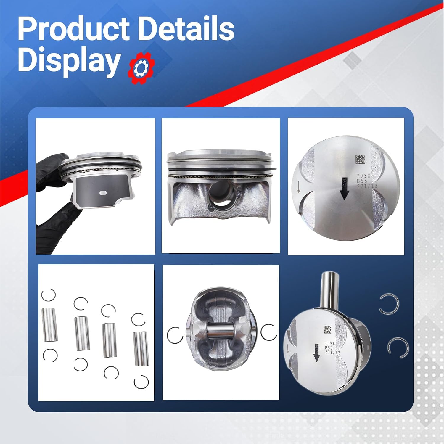 4PCS Engine Piston & Rings Kit 12578324, 12578326 Fits for Malibu Terrain Solstice Aura Vue Lacrosse Equinox G6 2.4L Replace Part Number 12593744, 12593745, 12603910, 12608531, 12609858