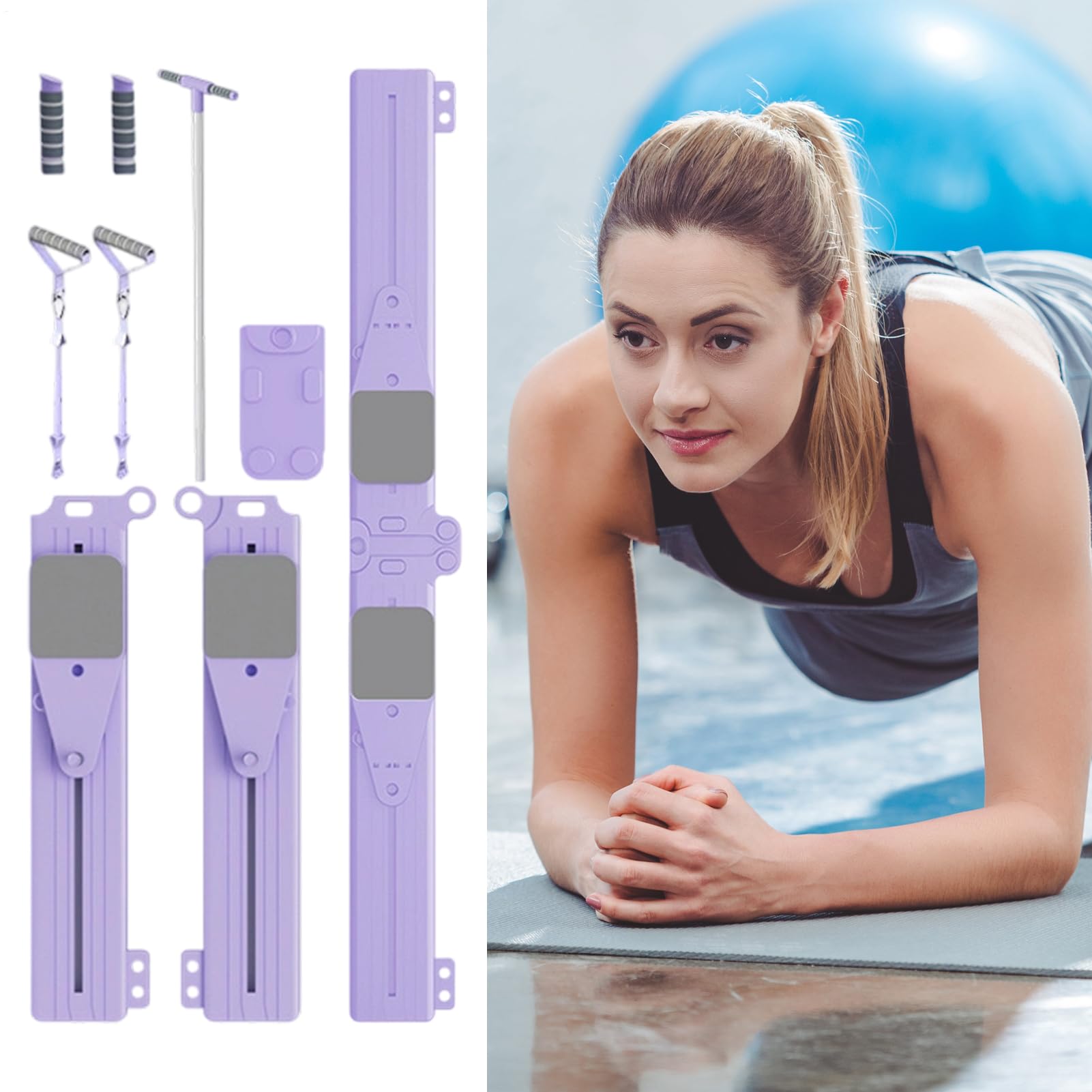 Macchina Pilates Reformer Multifunzionale E Pieghevole Attrezzo Pilates | Attrezzatura Fitness Portatile Per Tonificazione Riduzione Cellulite Allenamento Equilibrio Supporto Vita