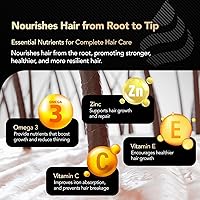 Vista 2 de Vitaminas para el crecimiento del cabello para mujeres con biotina, péptidos de colágeno, vitamina C y omega-3 – 90 cápsulas – Suplementos capilares