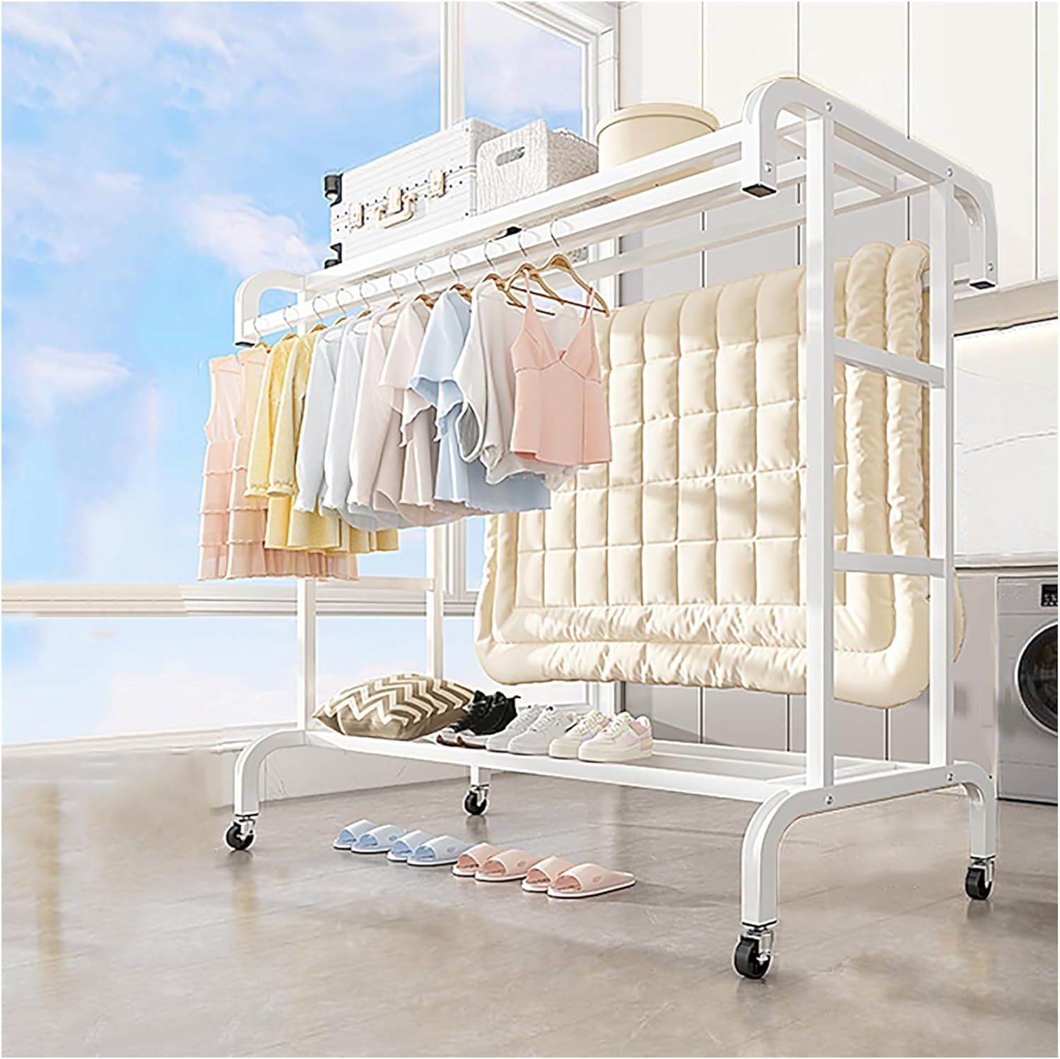 Amazon.com: Small Apartment Clothes Drying Rack, Heavy Duty Clothes ...