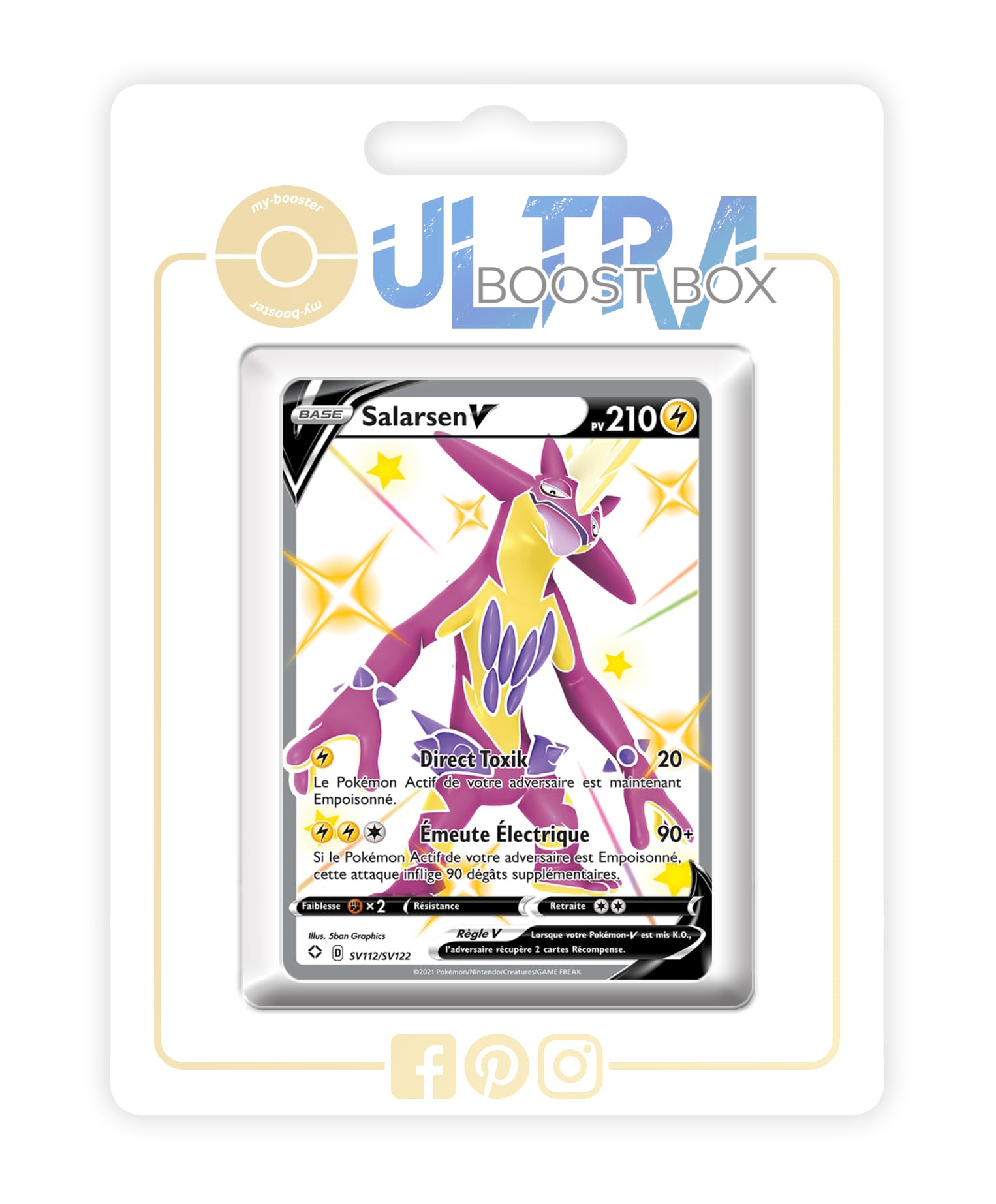 my-booster Salarsen V (Toxtricity V) SV112/SV122 Full Art Cromatico Secreto X Écarlate et Violet 4.5 Destinées Radieuses - Box di 10 carte Pokémon Francese