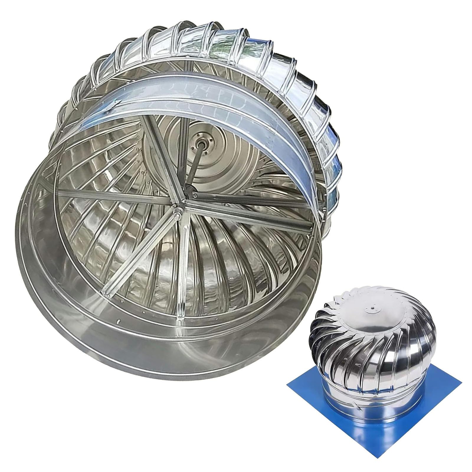 EJGMCNSGB Rotating Chimney Cover, 201 Stainless Steel Round Roof Rain Caps, Fireplace Chimney Caps for Outside, Chimney Flue Spinner Ventilator Cover, Chimney Cowl Rain Hat(500 mm/19.7 in)