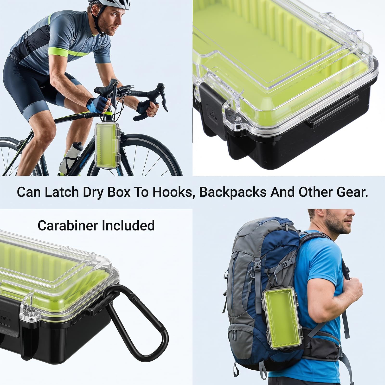 Caja impermeable de 8.7 x 4.3 x 2.4 pulgadas, caja seca para barco, carcasa rígida de ABS con cordón