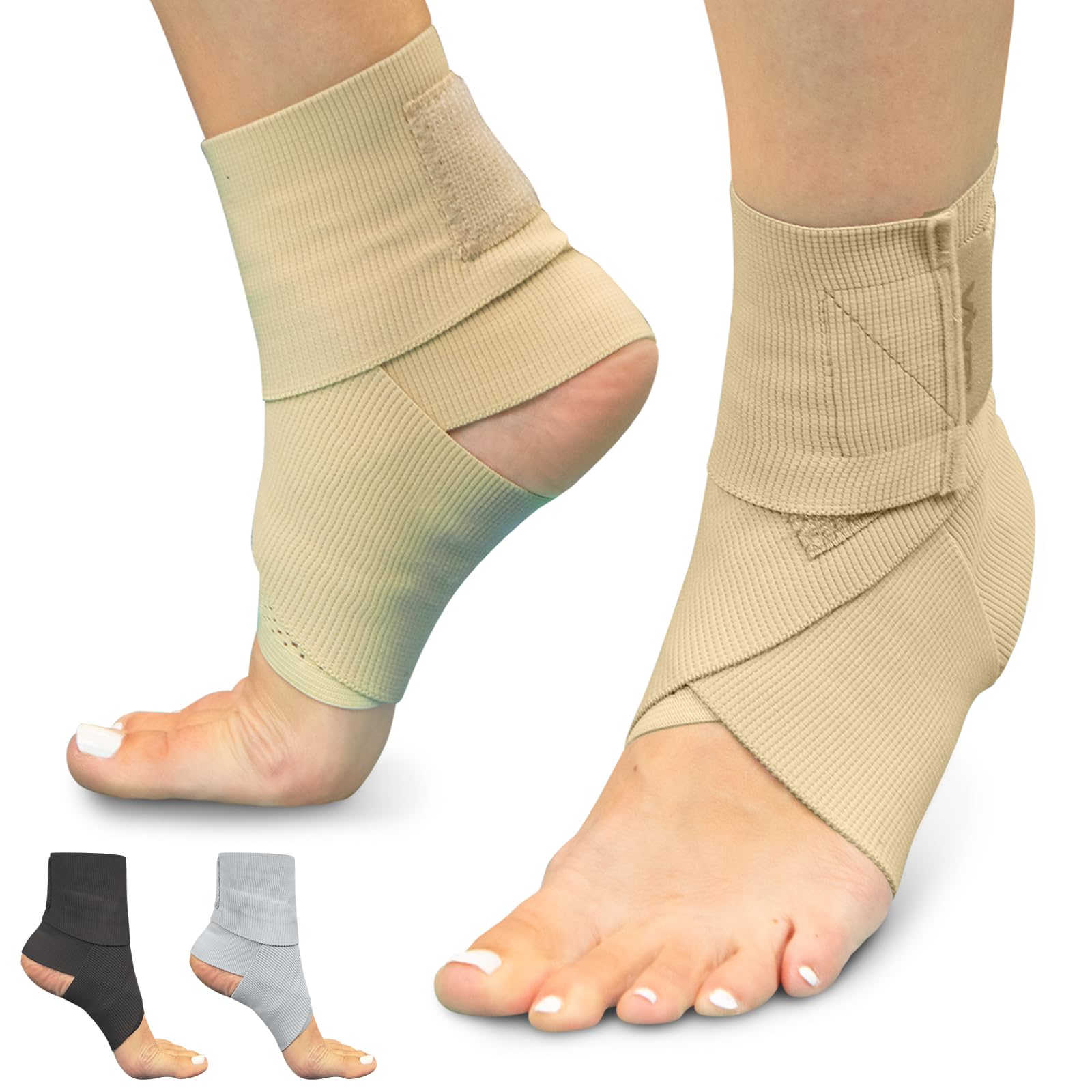 Vive Ankle Wrap (2 Pack) - Strap Heel Brace Stabilizer For Sprained Foot - Breathable, Soft, Firm Compression Sport Sleeve For Swelling - Adjustable Nonslip Elastic Support For Tendonitis (Women, Men)