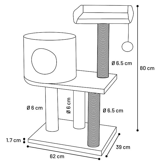 Foto 2 de 2 de SONAL Cat Tree 62 x 39 x 80 cm Grey
