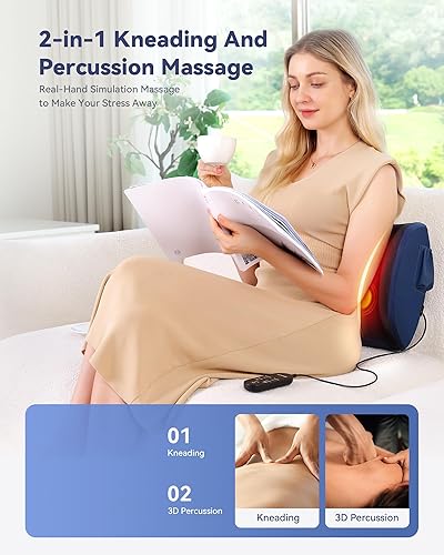 Miniatura 4 de KINGJOY Shiatsu - Masajeador de pies con calor, masajeadores de percusión y amasamiento 2 en 1 para masaje de espalda y pies, masajeador de tejido