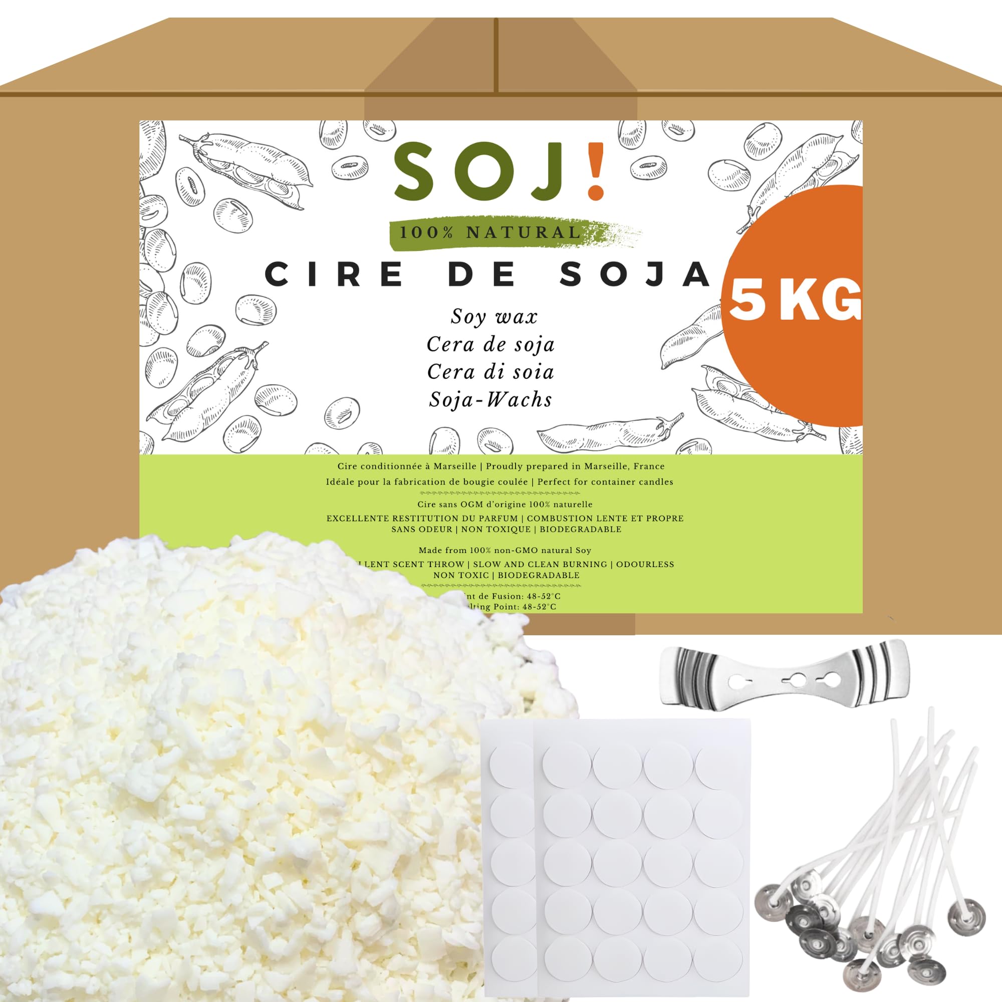Cera Di Soia Per Candele, Cera Per Candele Di Prima Qualità 3kg Di Waxcanpy, Cera Per Candele Fai Da Te, Cera Di Soia 100% Naturale Per La Produzione Di Candele Fai Da Te - 7