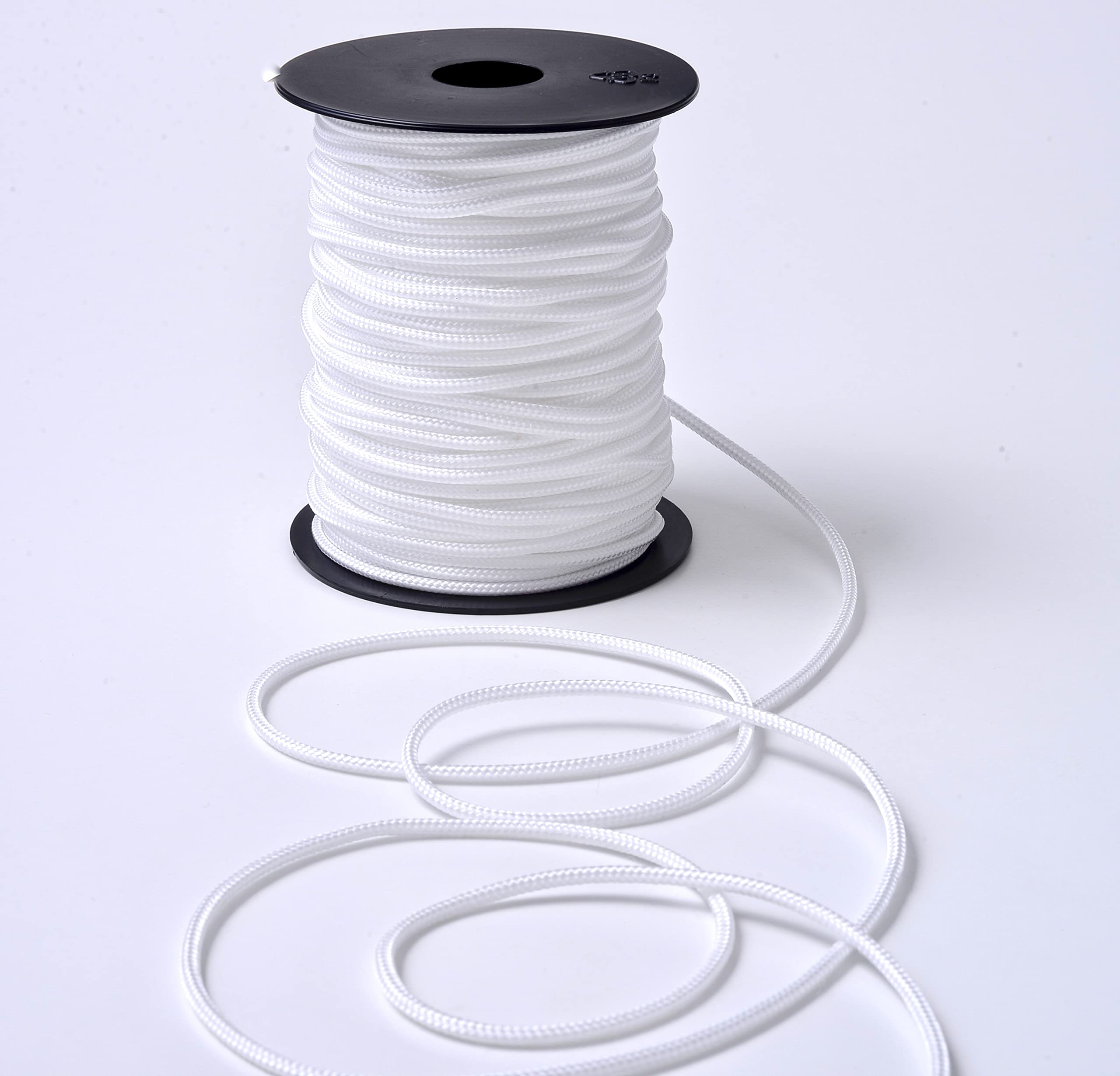 IPEA Cordon Tresse pour Vénitien Couleur Blanche en Nylon - 50 mètres - Fabriqué en Italie - Cordon Blanc - Corde pour Rideaux à Paquet, cantonnières, Stores, Accessoires – Épaisseur 3 mm