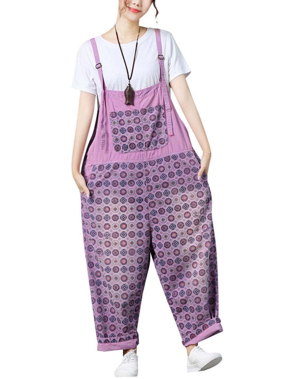 Salopette denim imprimée pour un look de vacances décontracté