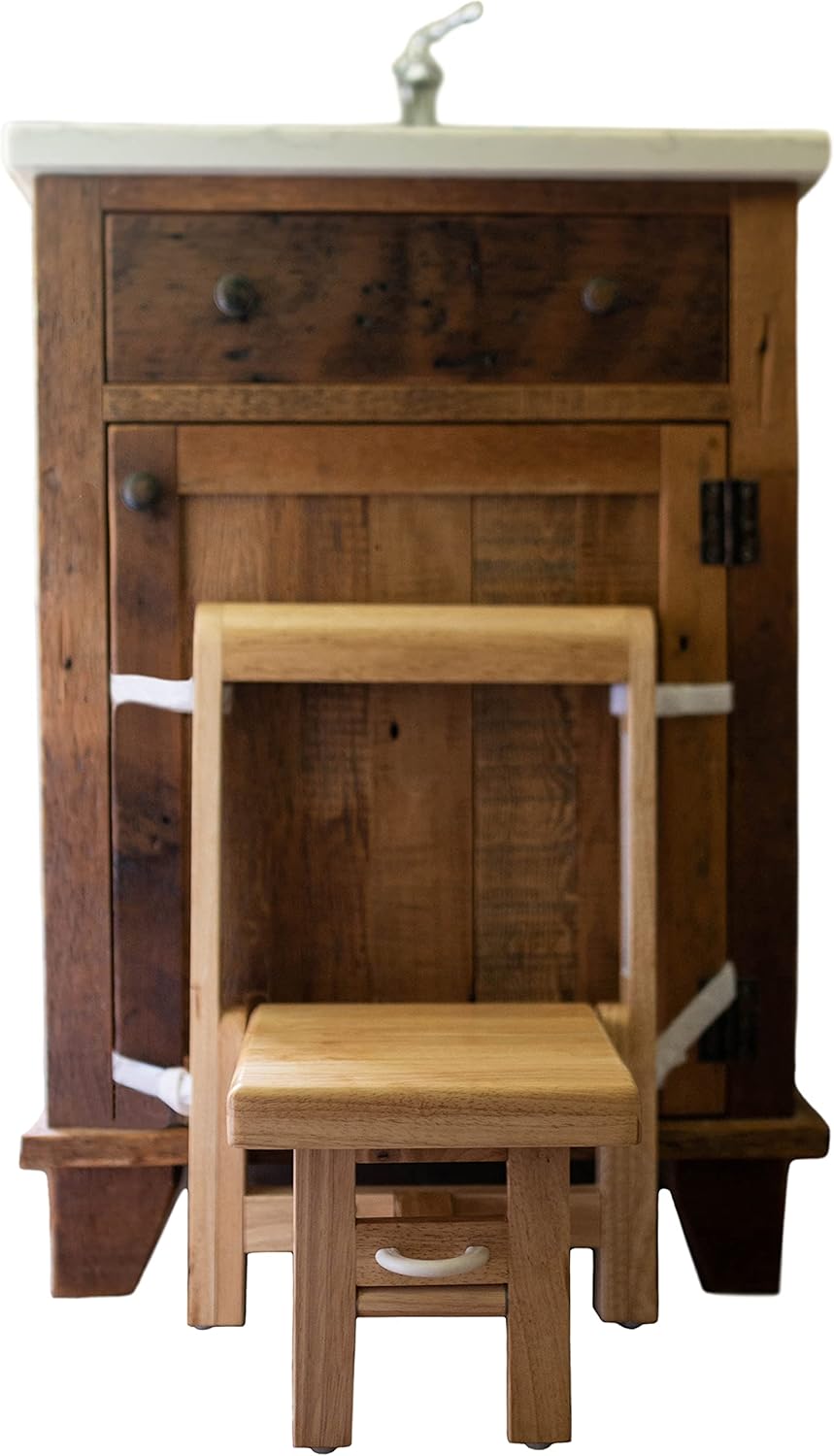 Fold 'N Store Step Stool for Toddlers, Wood Step Stool Kitchen & Bathroom Accessories, Child's Folding Helper for Hand Washing, Teeth Brushing, Holds up to 75 lbs. (Natural)