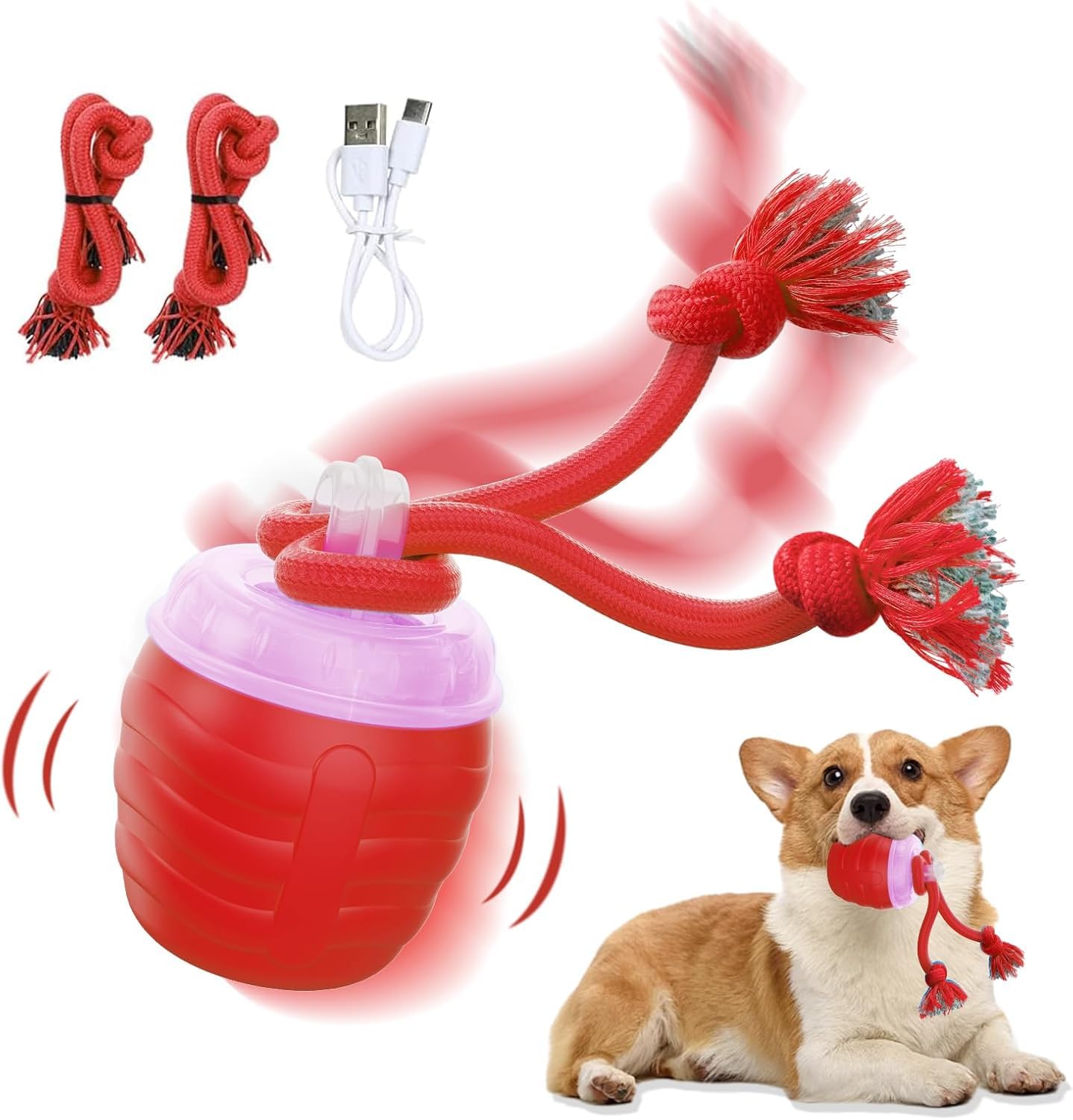 Jouet interactif pour chien : balle électronique Bluetooth avec musique rouge