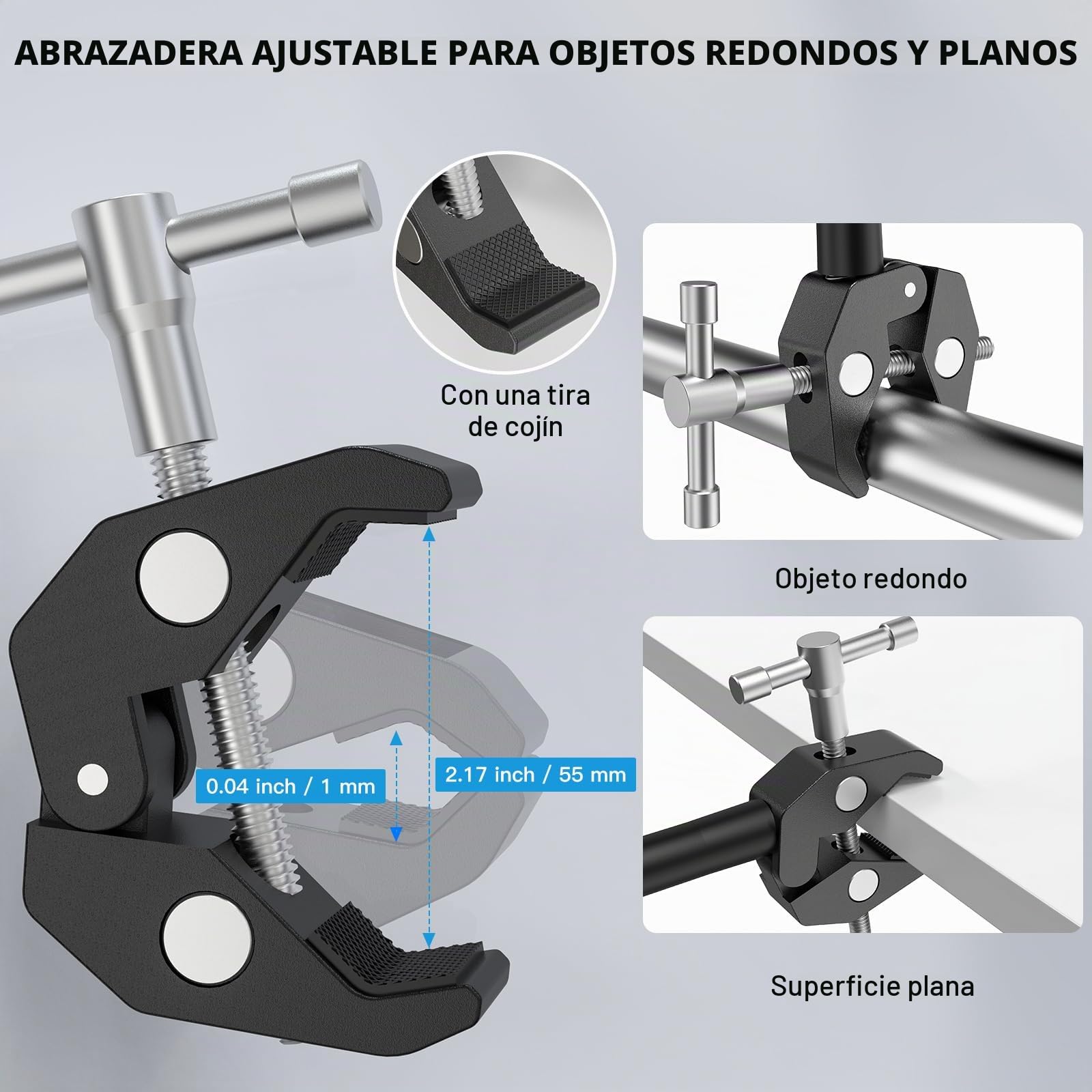 ZealSound Soporte de Micrófono — brazo de 48 cm con abrazadera ajustable, rotación 360° y flexión 90°, compatible con Blue Yeti, Snowball, SoloCast, SM58 y más, con adaptador de 3/8" a 5/8"