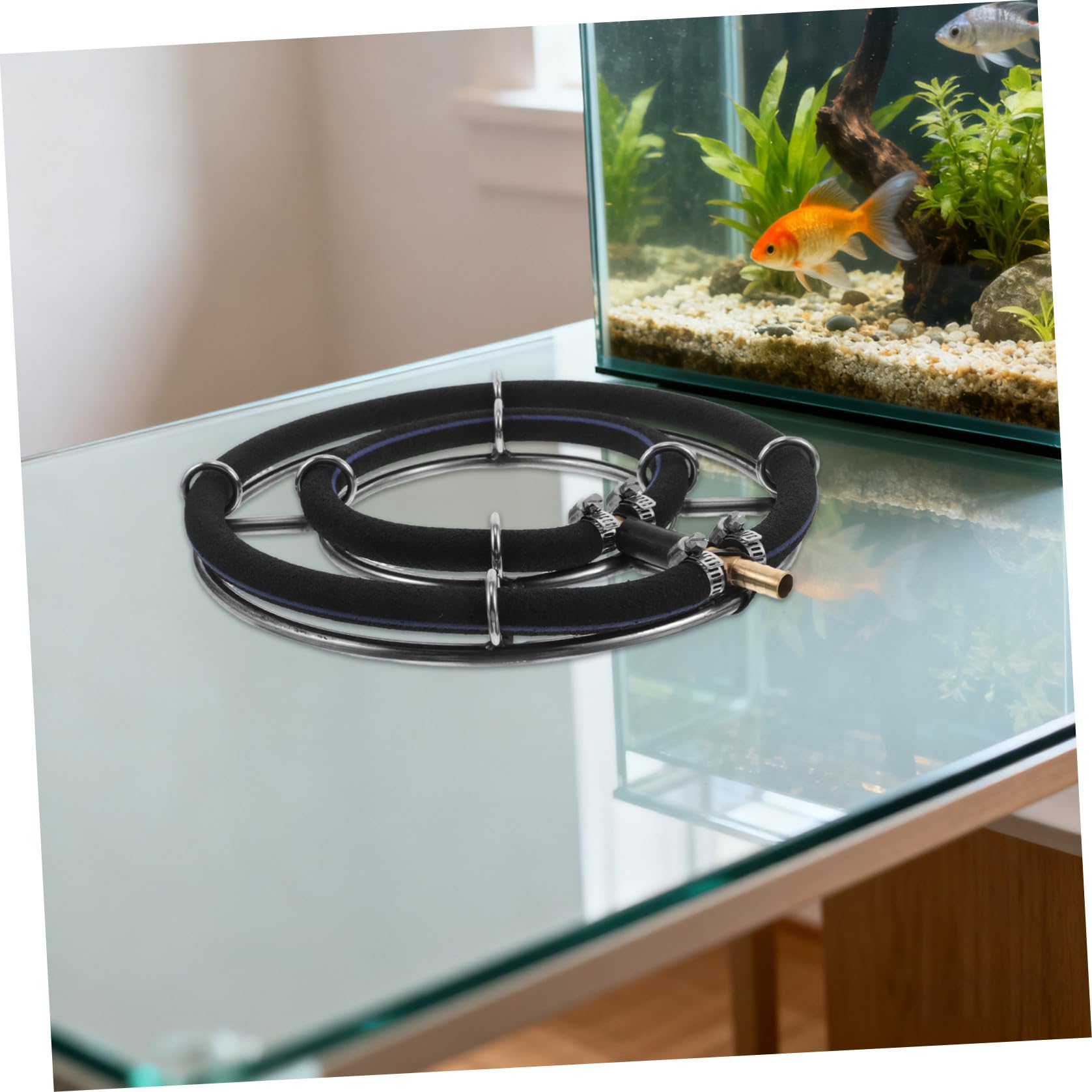 Veemoon Diffuseur d'air Rond Anneau à Bulles en Acier Inoxydable Installation Facile, Usage sous-Marin Longue Durée pour Aération pour Aquarium et Bassin