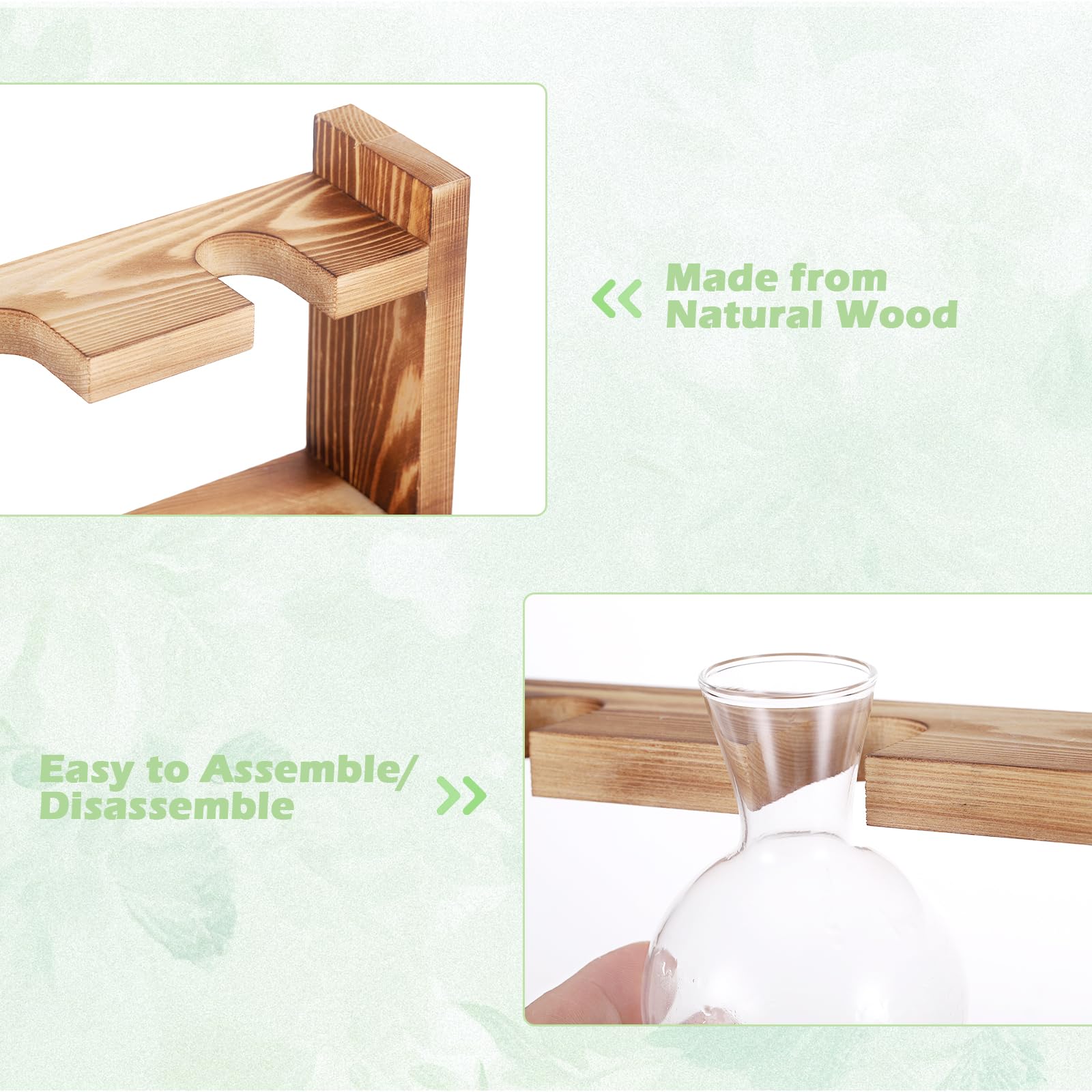 Stazione di Propagazione per Piante, Terrario in Vaso con Base in Legno, Decorazioni Eleganti per Scrivania con Piante in Terrario, Stazione di Propagazione per Talee di Fiori da Appartamento