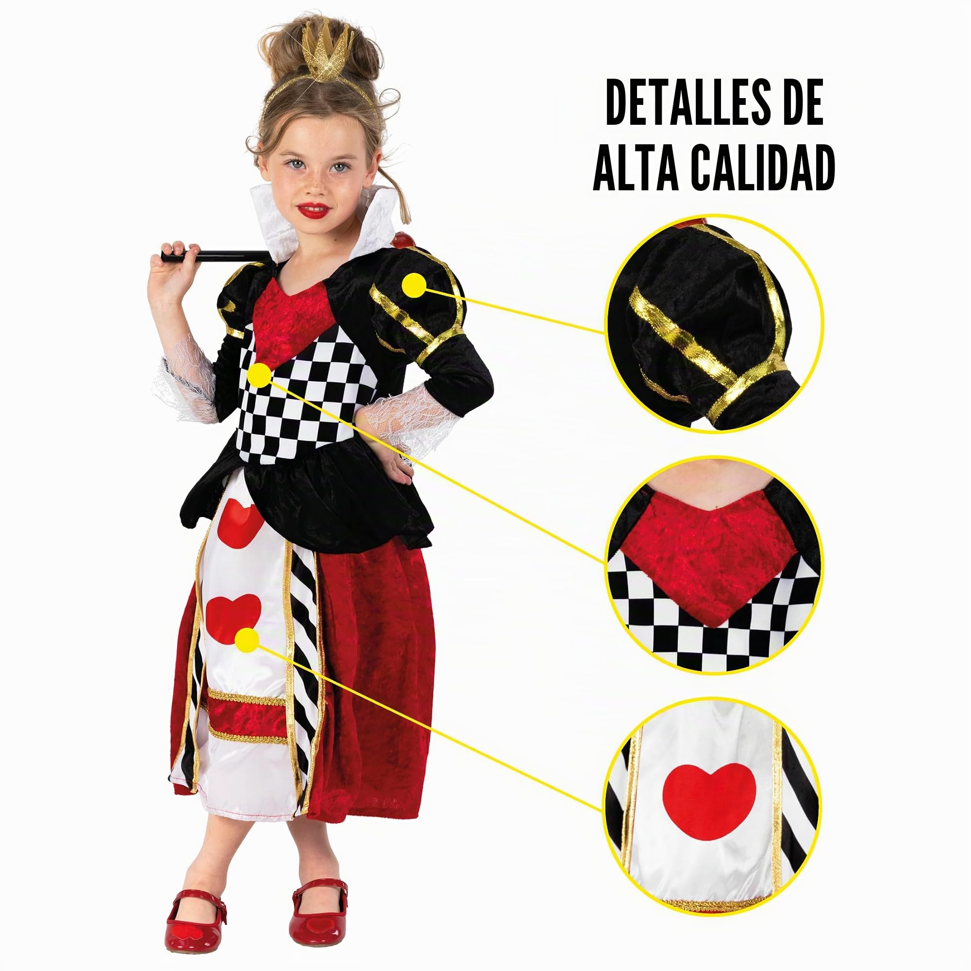 Fun Shack Disfraz Reina Corazones Niña, Disfraces Cuento para Carnaval y Halloween