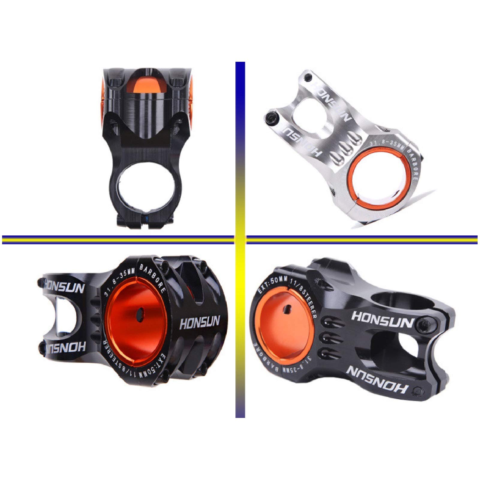 Potence de Vélo Route 50mm, Alliage D'aluminium 31,8 mm Potence Vélo Montagne Potence Guidon Courte VTT pour Potences BMX MTB Road (Couleur : B, Size : 31.8 * 28.6mm