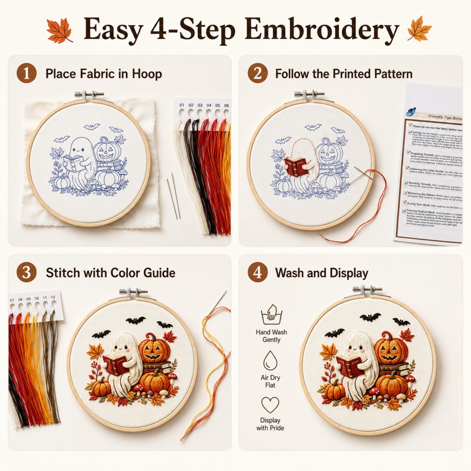 Halloween Embroidery Kit - Beginner Ghost Craft -5 Halloween Embroidery Kit - Beginner Ghost Craft -5
