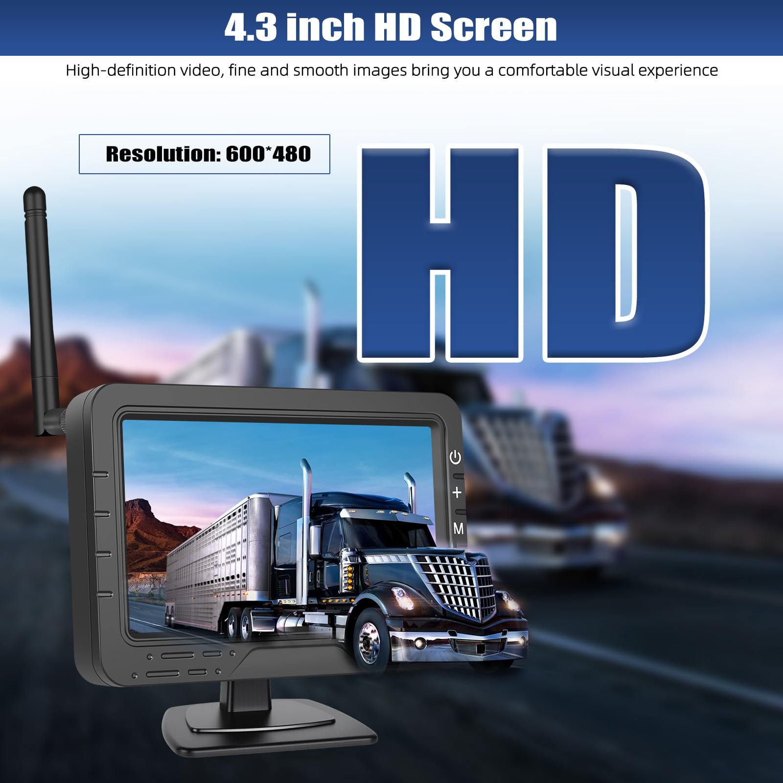 CAMECHO 4.3 Pouces sans Fil Camera de recul avec Moniteur & IP68 étanche, Vision de Nuit caméra de recul DIY Aide à la Marche arrière & Image Flip pour Voiture/Véhicule/Camion/Van/Caravane SUV-12V