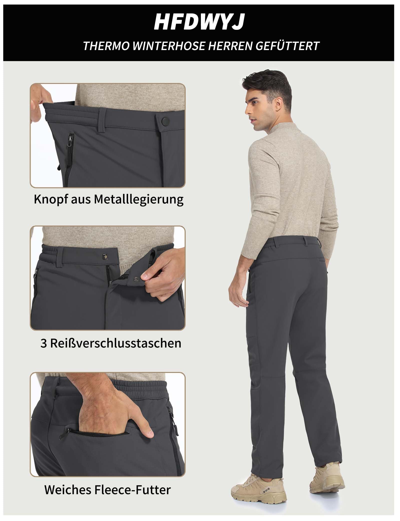 HFDWYJ Pantaloni Trekking Uomo Invernali Impermeabile Pantaloni Uomo per attività All'aperto da Sci Neve Arrampicata Escursionismo Caldo