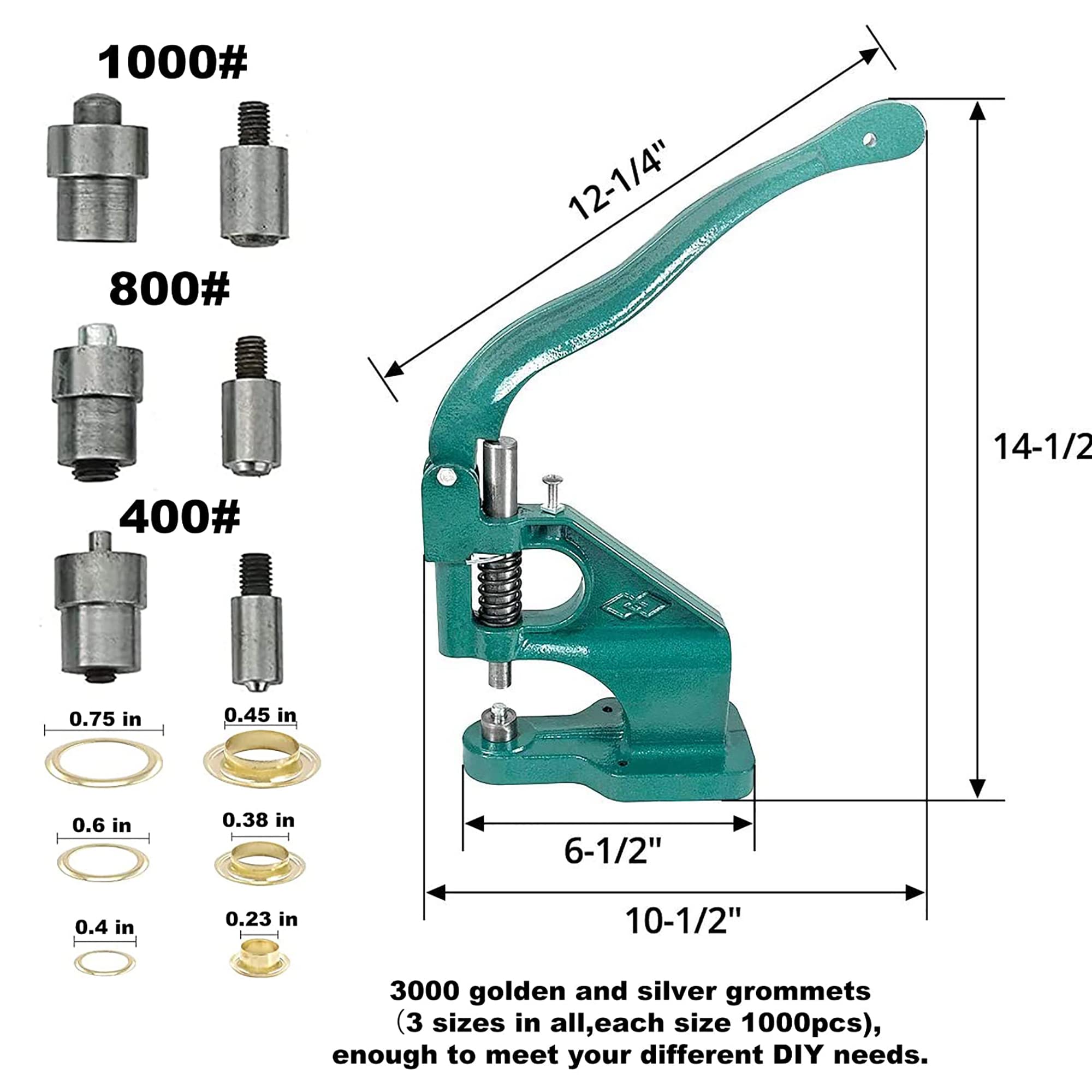 Heavy Duty Grommet Punch Machine Kit - 1500 Grommets -7 Heavy Duty Grommet Punch Machine Kit - 1500 Grommets -7