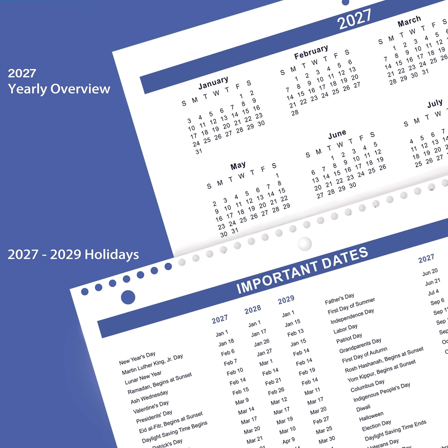 2027 Calendar - 2027 Wall Calendar, JAN. 2027 - DEC. 2027 | 8.5" x 11", Lined Memoranda Pages, Thick Paper, Twin-Wire Binding, Holidays, Minimalist Style for Home Office thumbnail