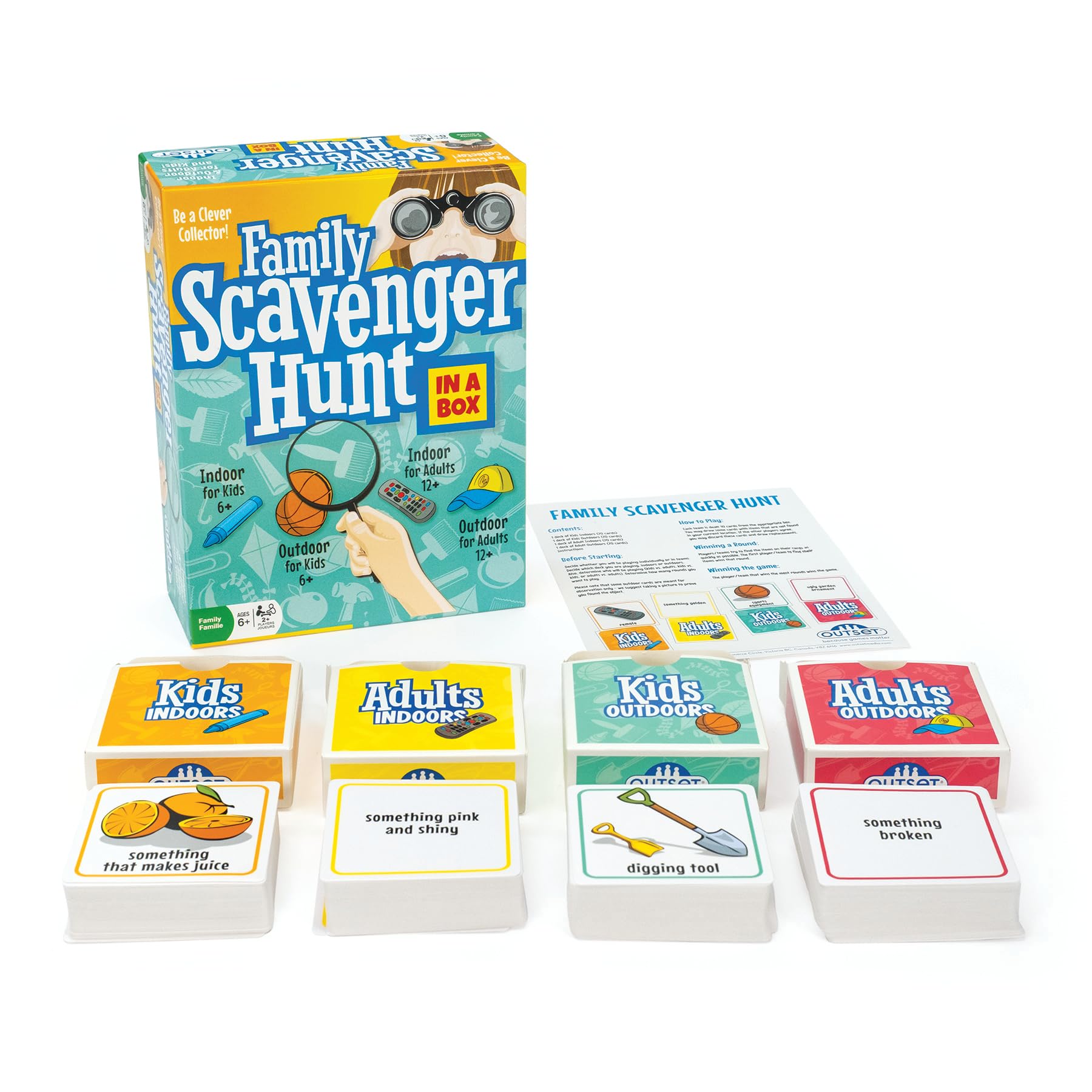 Family Scavenger Hunt, Indoor Outdoor Game, 280 Cards, Ages 6+.