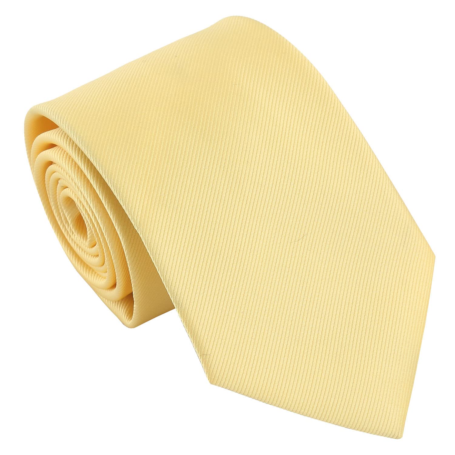 DQT Men's Plain Twill Wedding Formal & Business 8cm Classic Tie - Daffodil Yellow