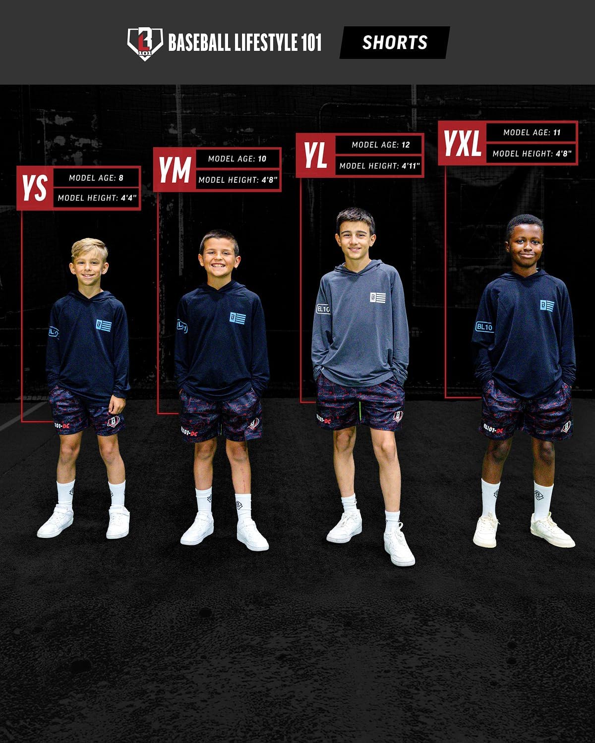 BL101 Youth Dream Chaser Baseball Mesh Shorts for Boys Sizes YS-YXL