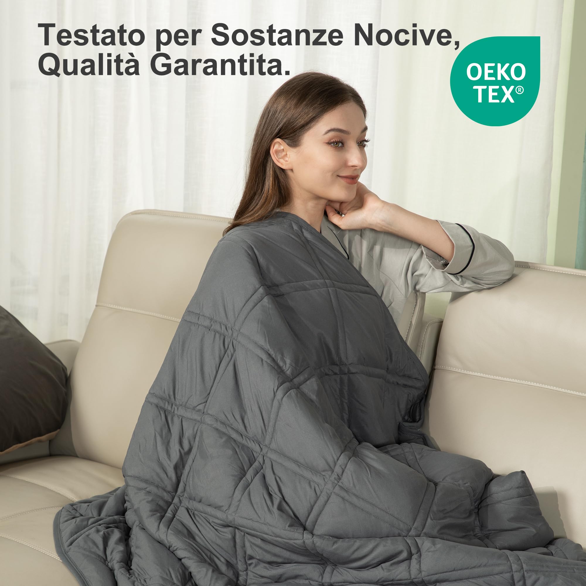 Winthome Coperta Ponderata con Copripiumino 135X200cm 6kg, Weighted Blanket Anxiety, Coperta Antistress per Sonno Profondo e Migliore Recupero, Heavy Blanket Accogliente Adulto (Grigio)